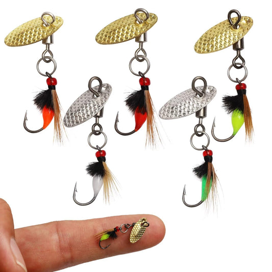 Dovesun Fly Fishing Lures Fly Fishing Flies Wet Fishing Flies Fishing Lures with Fishing Spinner for Bass Sunfish, Pike Hook 14# 5pcs