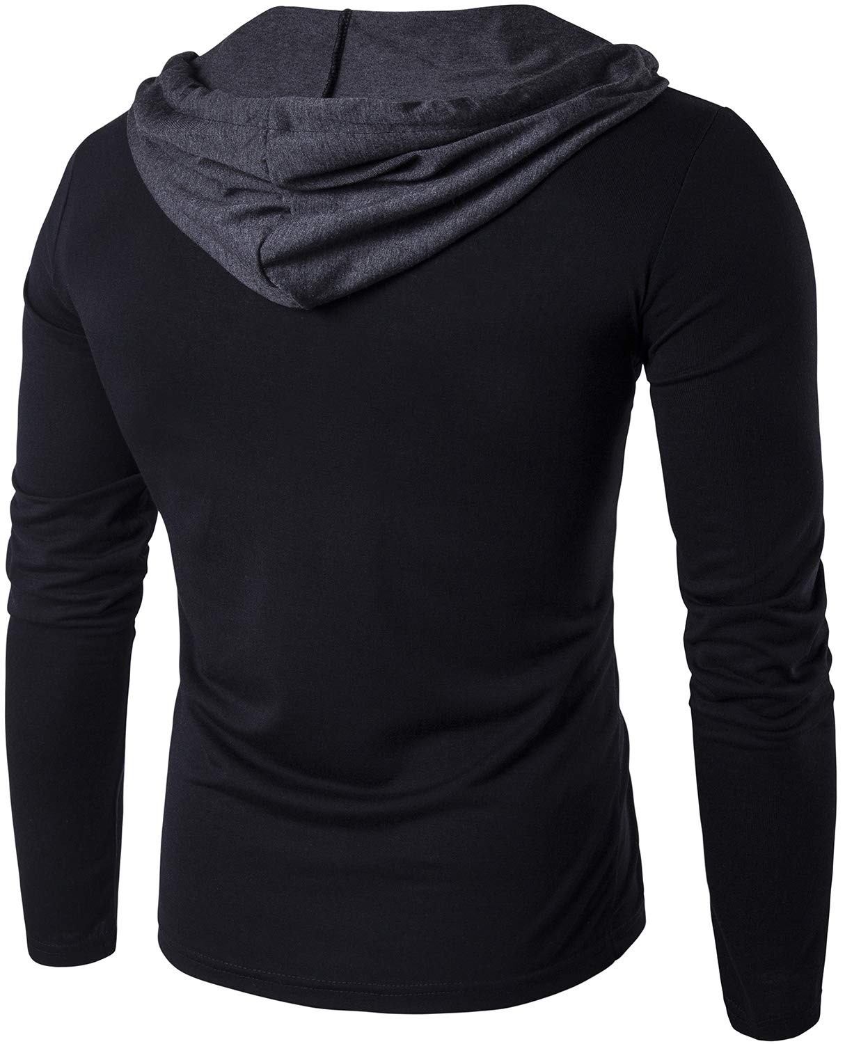 QPNGRP Men's Long Sleeve Pullover Casual Hoodie Shirt B24 Black Large