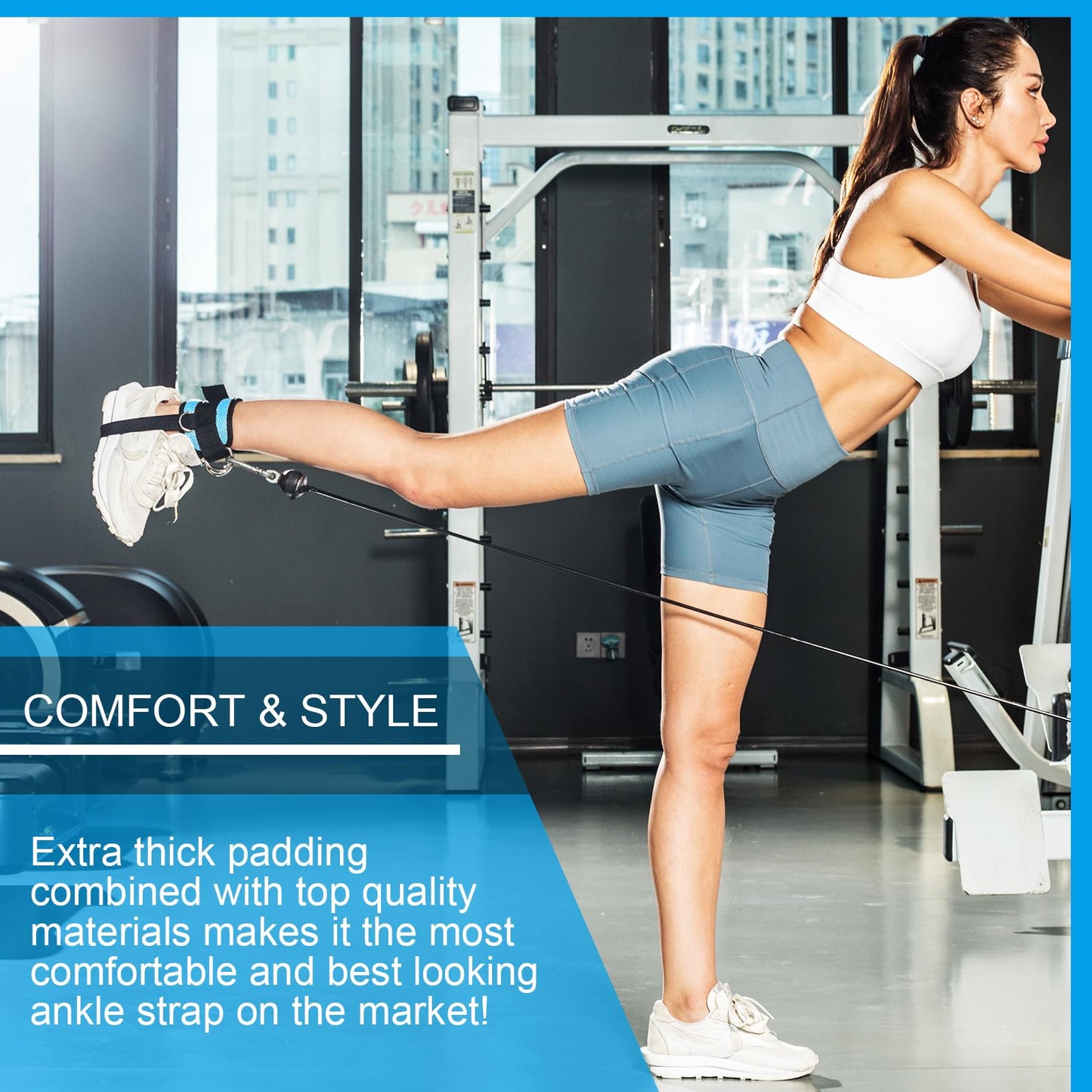 VAIIO Ankle Straps for Cable Machines,Adjustable Comfort fit Neoprene, Reinforce Double D-Ring - Premium Ankle Cuffs to Improve Abdominal Muscles, Lift The Butts, Tone The Legs for Men & Women