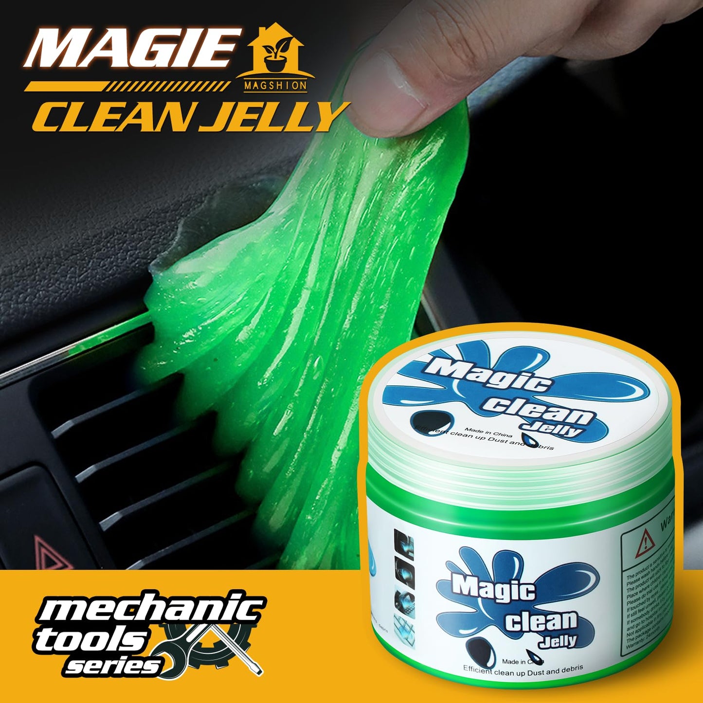 Magshion Car Cleaning Gel Dust Cleaning Gel for Car Vent, Auto Detailing Tools Home Office Detailing Jelly Keyboard Cleaner for Dust and Debris Removal (Green)