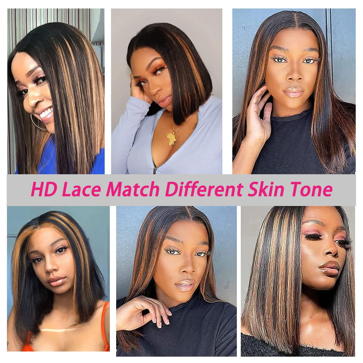 Colorful Bird Highlight Ombre Lace Front Bob Wig Human Hair Straight Balayage FB30 Honey Blonde Human Hair Bob Wigs for Women 4x4 Lace Closure Wigs 150% Density Pre Plucked 12inch