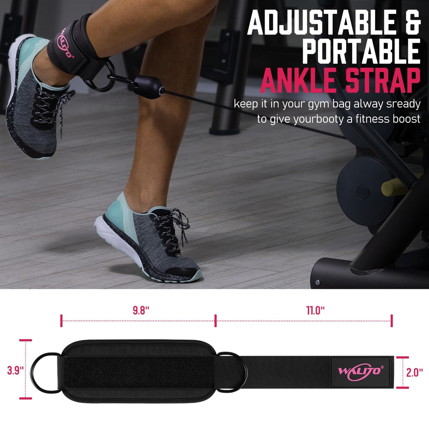 WALITO Gym Ankle Straps for Working Out - Glute Ankle Cuff Kickback Strap, Gym Cable Machine Accessories for Women Glute Leg Extensions, Hip Abductors & Lower Body Exercises Equipment