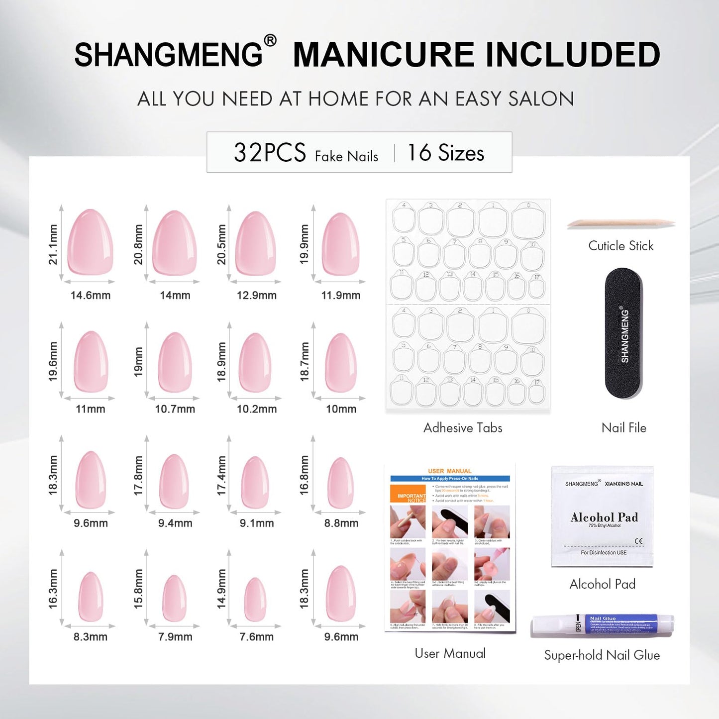 SHANGMENG Matte Red French Tip Press on Nails Almond - Soft Gel Press on Nails Short for Women Gift, Fit Natural Stick on Nails with Glue in 16 Sizes - 32 Reusable Fake Nails, Ancora Red