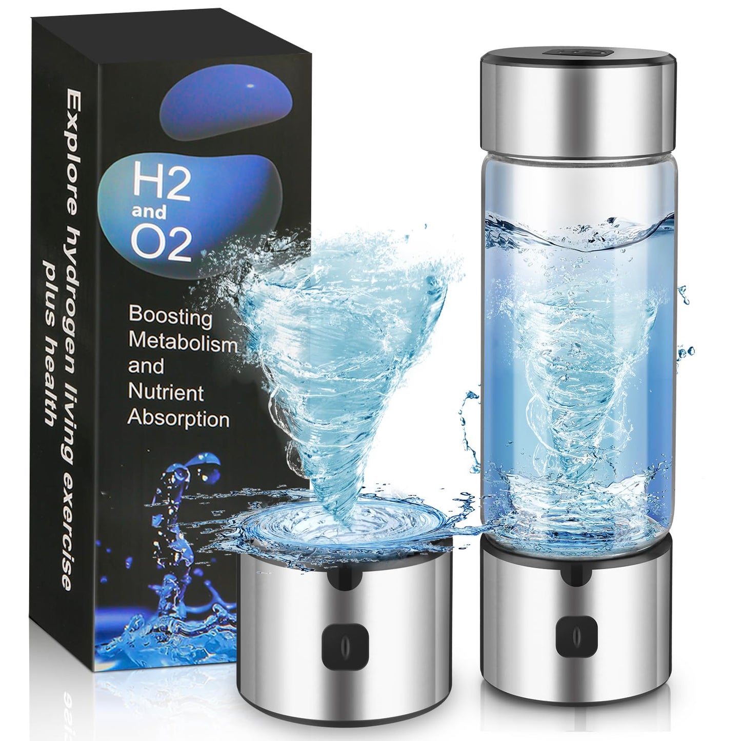 2025 New Hydrogen Water Bottle,Upgraded 16'OZ SPE/PEM 4.0 Tech, 3-Min 2500PPB+ Hydrogen Water Bottle Generator,Rechargeable Hydrogen Water Machine,Portable for Home,Office,Travel & Gifts