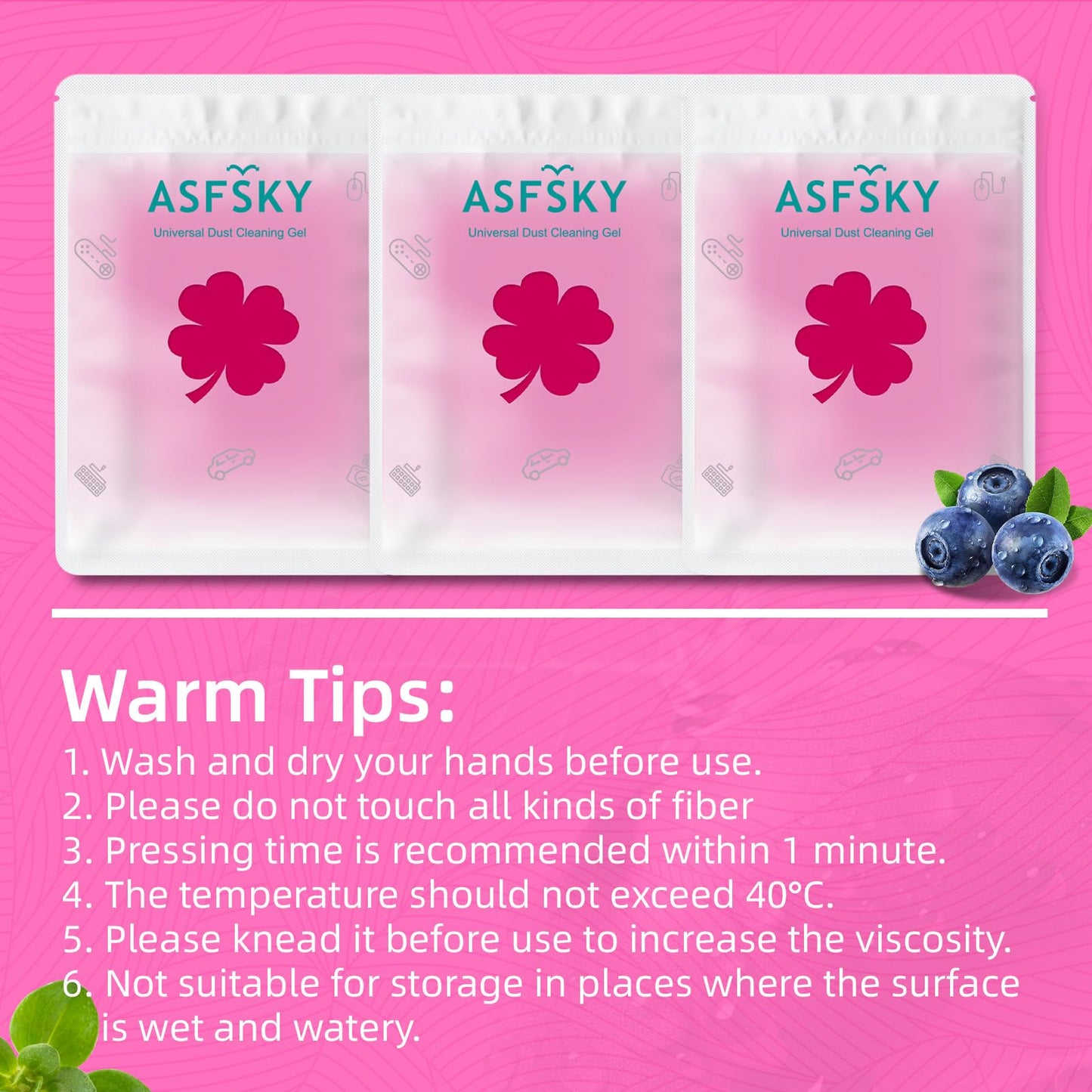 ASFSKY Reusable Car Cleaning Gel with Strong Adhesion - Ideal for Car Interiors (Air Vents, Dashboards, Seat Gaps), Electronics (Keyboards, Laptops, Game Consoles), Home Appliances (3, Rose Red)