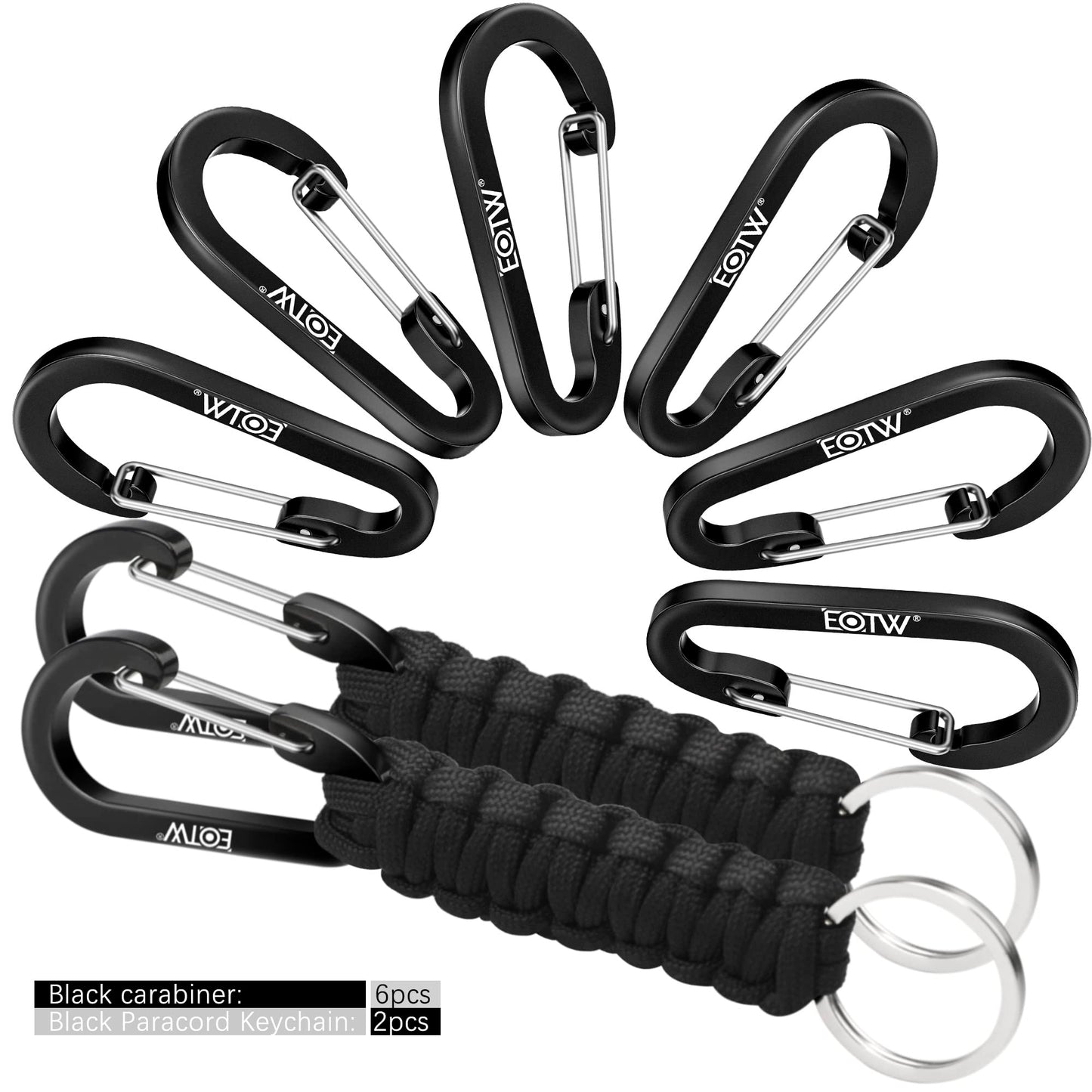 EOTW Carabiner Keychain, Small Carabiner Clip with Paracord Keychain Mini Aluminum D Ring Key Organizer