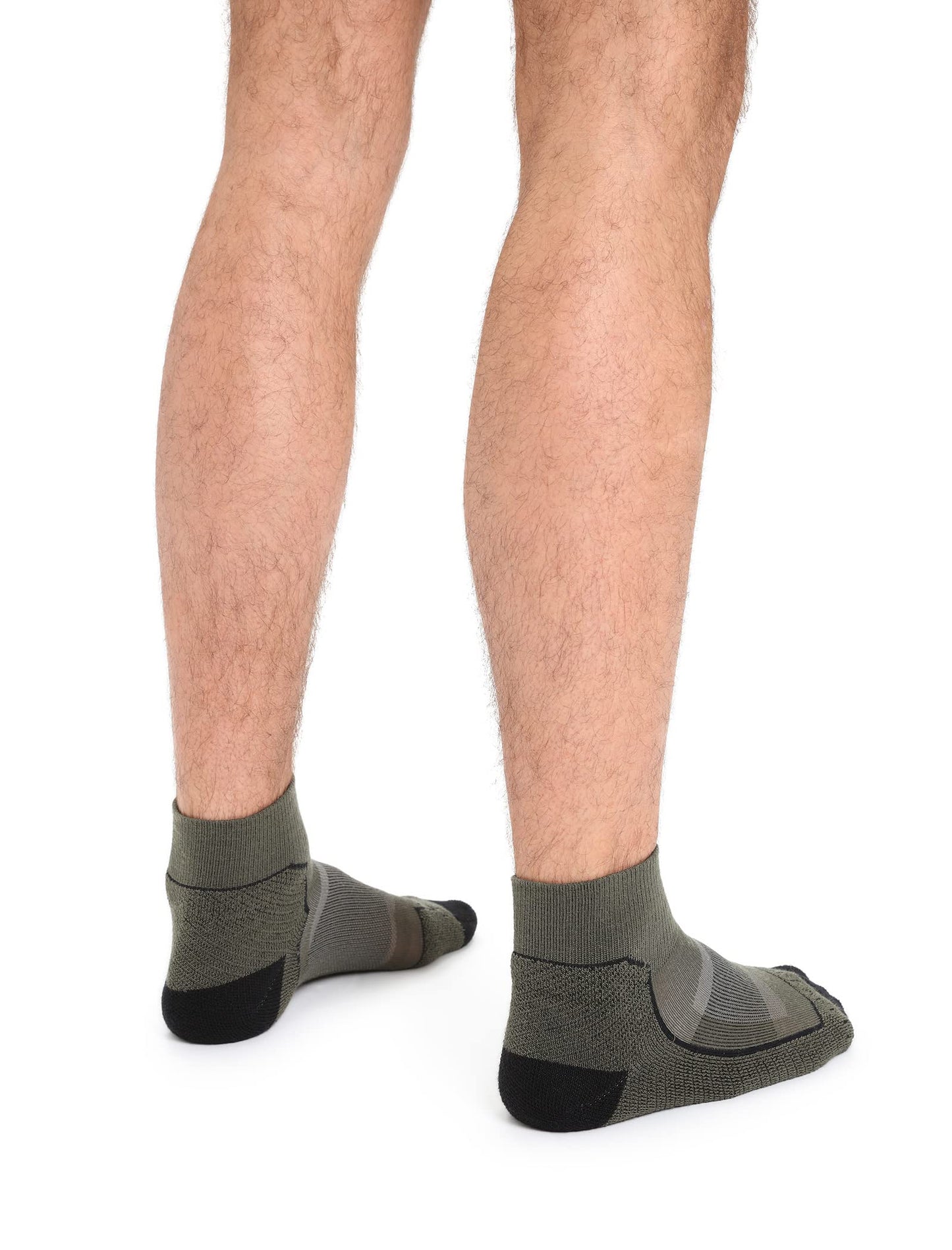 Icebreaker Merino Men's Hike+ Light Mini Sock, Loden Green/Black/Gristone Heather, Medium