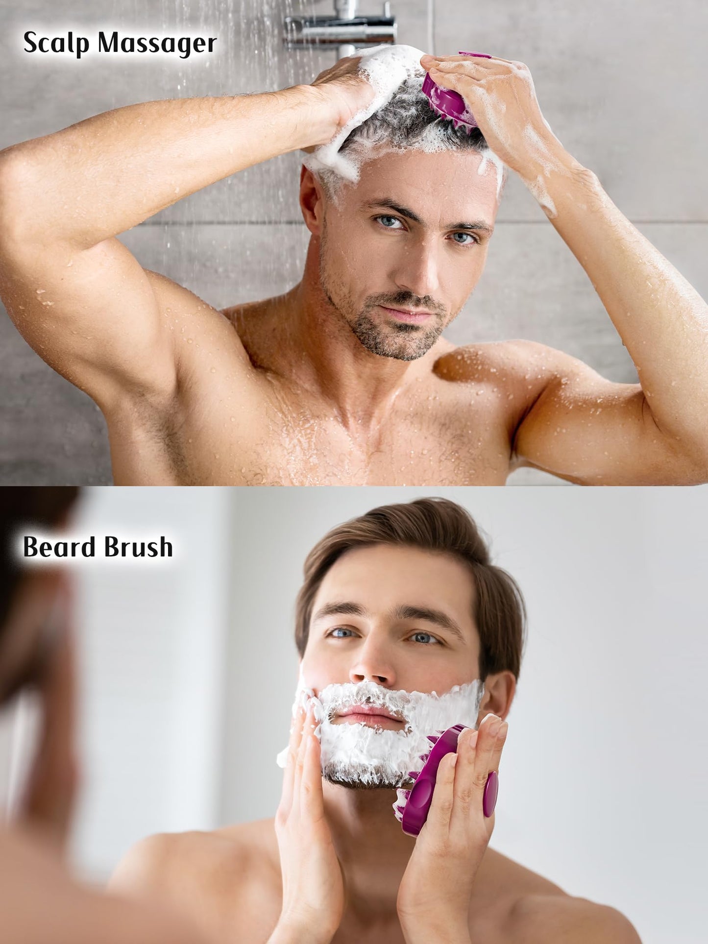 HEETA Hair Scalp Massager Shampoo Brush 2 Pack, Soft Silicone Bristles to Remove Dandruff, Waterproof Hair Scrubber for Both Wet Dry Hair, Suitable for Men & Women (Pink & Purple)