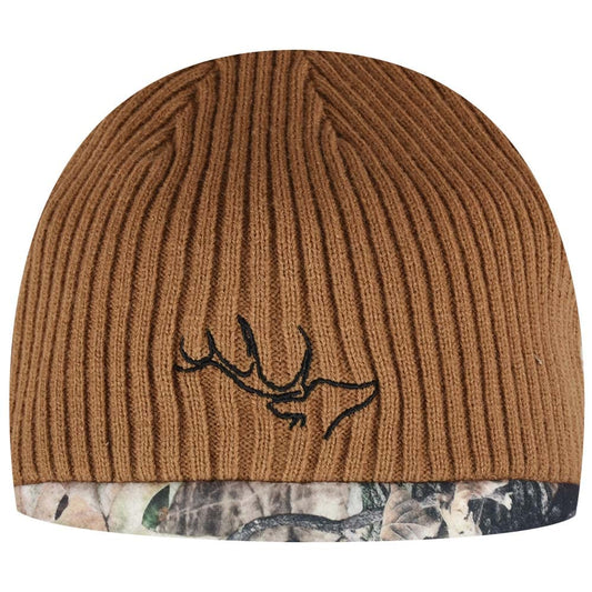 EDTREK Country Reversible Fleece Beanie - Windproof and Warm Winter Hat for Cold Weather (Brown with in Deep Camo, Large)
