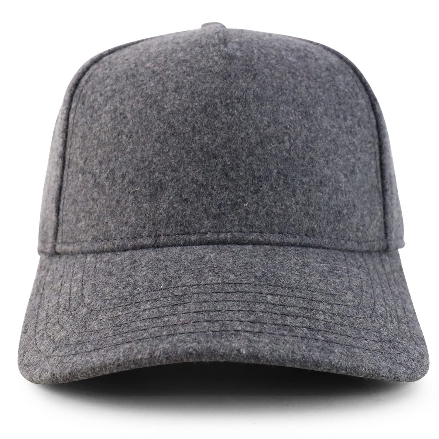 Armycrew XXL Oversize 5 Panel Melton Wool Blend Structured Baseball Cap - Heather Grey - 2XL