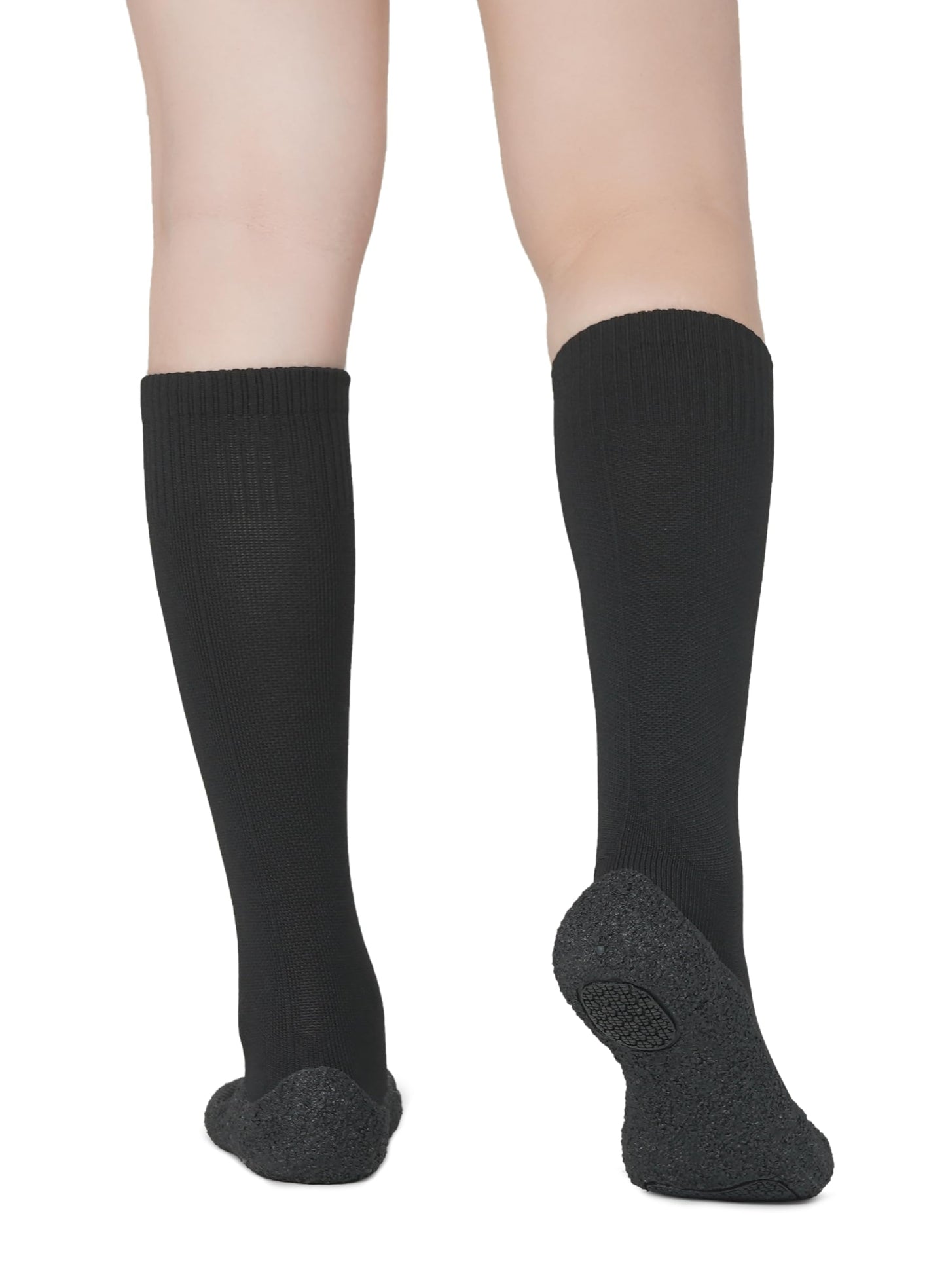 WHITIN Womens Barefoot Shoes with Knee High Minimalist Sock for Ladies with Rubber Bottom Winter Indoor House Gym Sports Barre Yoga Sockshoes Size 8 Aqua Beach Volleyball Black