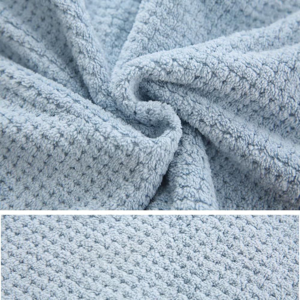 M-bestl 2 Pack Absorbent Microfiber Hair Towel Wrap,Anti-frizz Hair Drying Towel with Button to Dry Hair Quickly,25.6X9.8 inch (Gray&Blue)