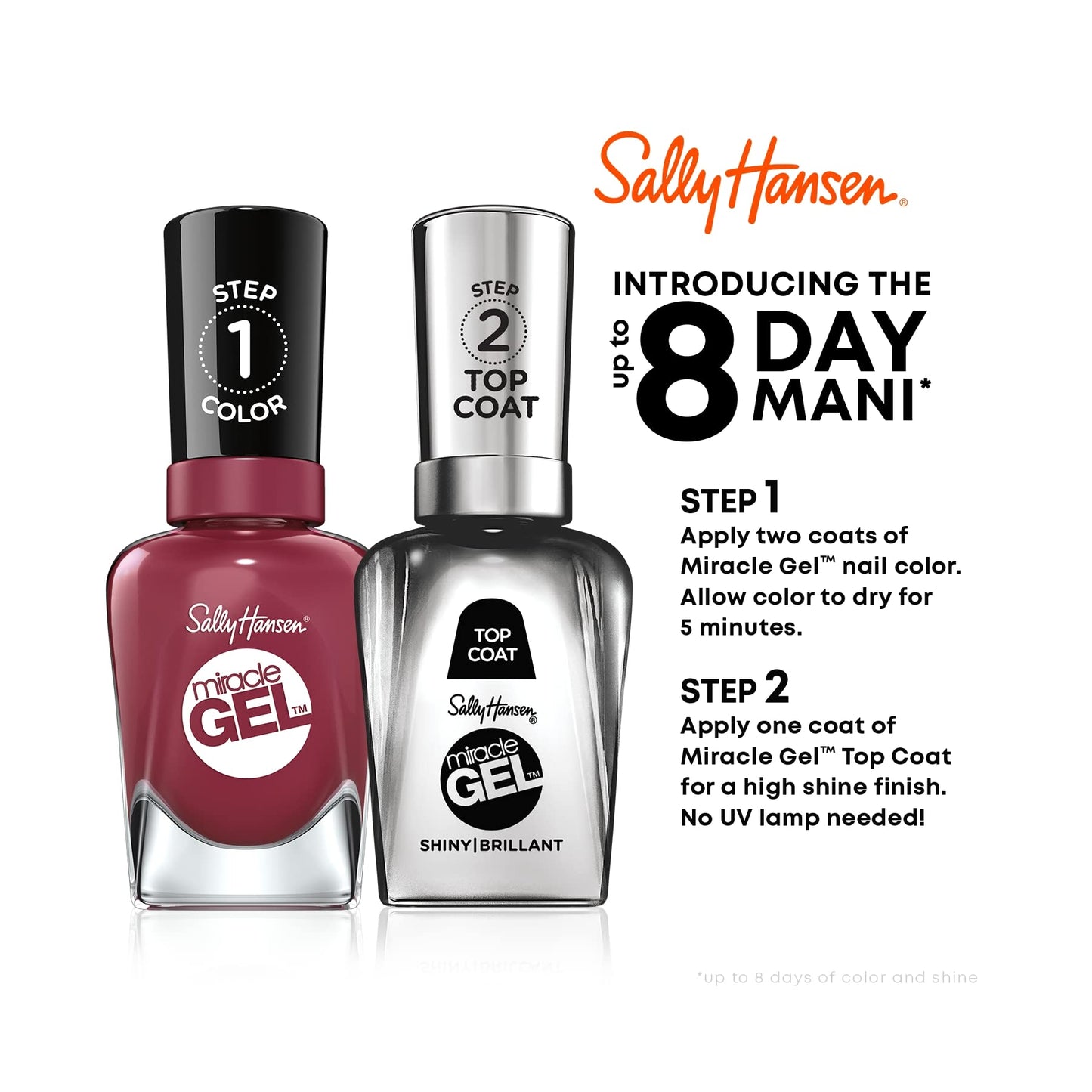 Sally Hansen Miracle Gel™, Travel Seekers Blues Cruise, Long Lasting, Gel-Like Formula, No UV Lamp Needed, Blue Nail Polish