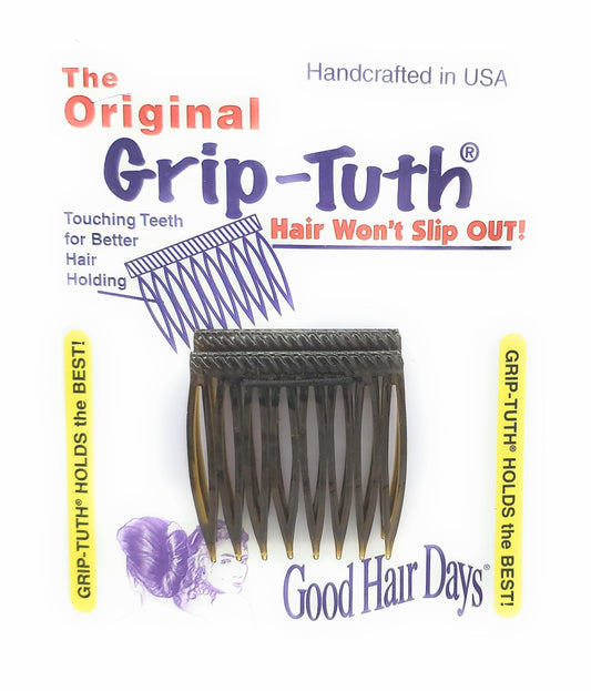 Good Hair Days Grip-Tuth Combs - Set Of 2 Hair Side Combs - Hair Combs For All Types Of Hair - Decorative & Hair Styling Women Accessories (Shell, 1 ½ ″ Wide)