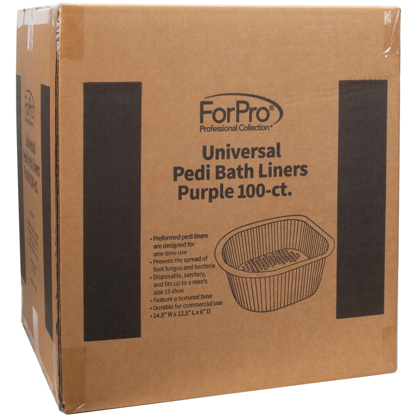 ForPro Universal Pedi Bath Liners - 50% THICKER - Fit Footsie Bath Plus Foot Bath, Disposable Pedicure Foot Tub Liners for Foot Spa Basins & Foot Bath Soaks, Purple, 100-Count
