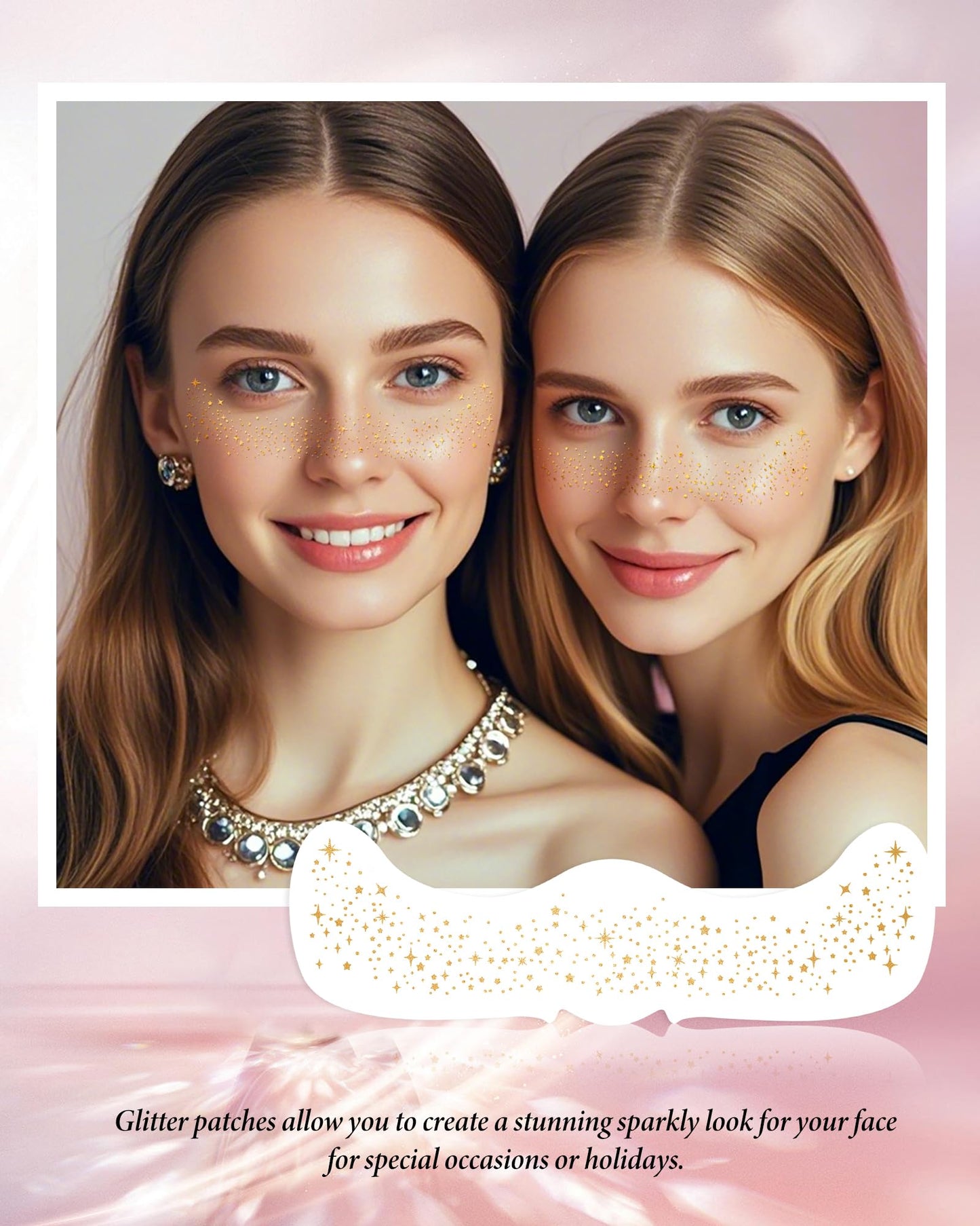 XICZH Glitter Freckles, Gold Freckles Temporary Face Tattoos,Coachella Face Glitter for Women Girls, Singer Concerts Festival Rave Accessories (Gold - 10 pcs)