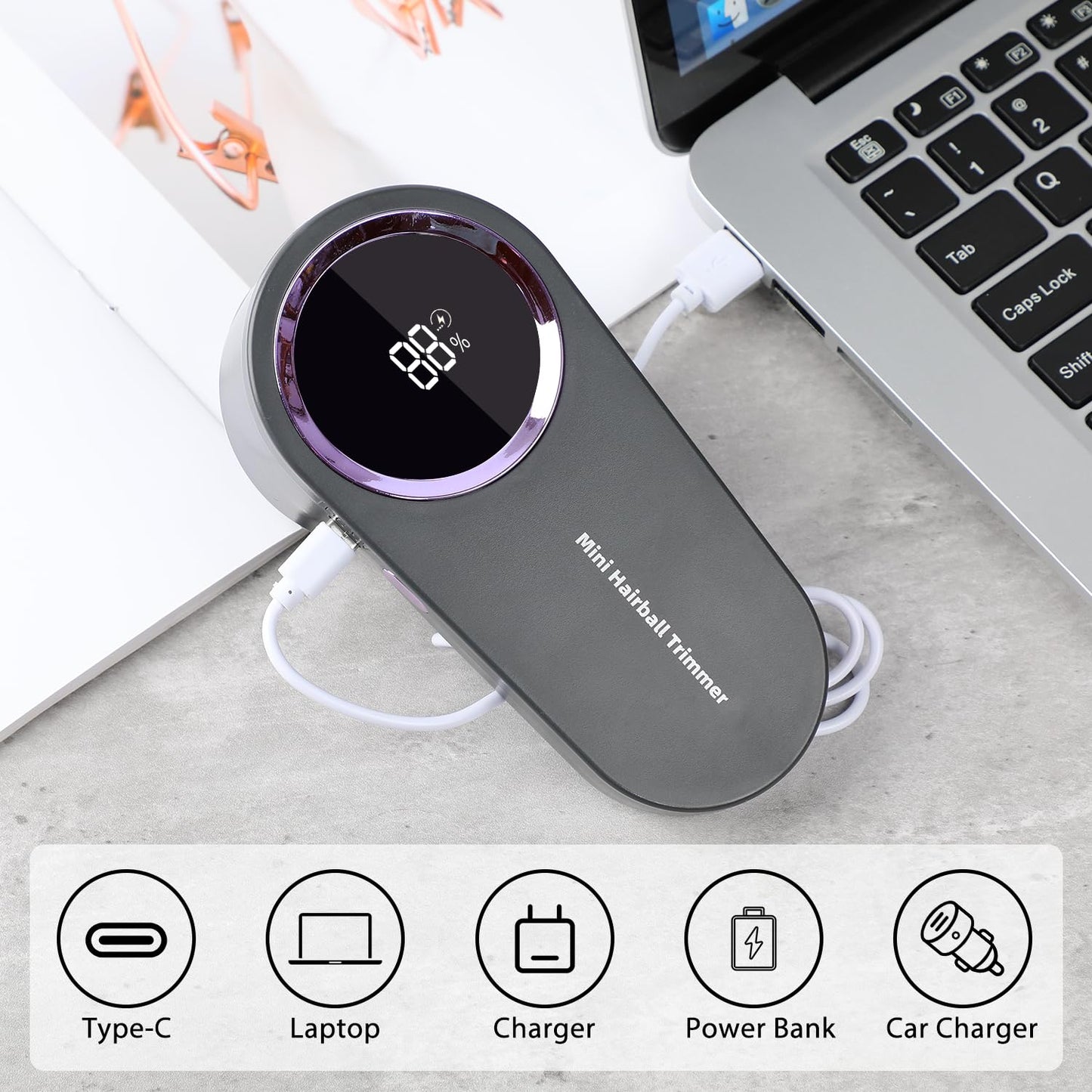 Intelligent Digital Display Lints Shaver, Rechargeable Fabric Shaver, Electric Lint Remover for Clothes, Pills Fuzzs Bobbles Trimmer, Depiller Effectively Remove Clothing Pills Lint Balls Fuzz(Gray)