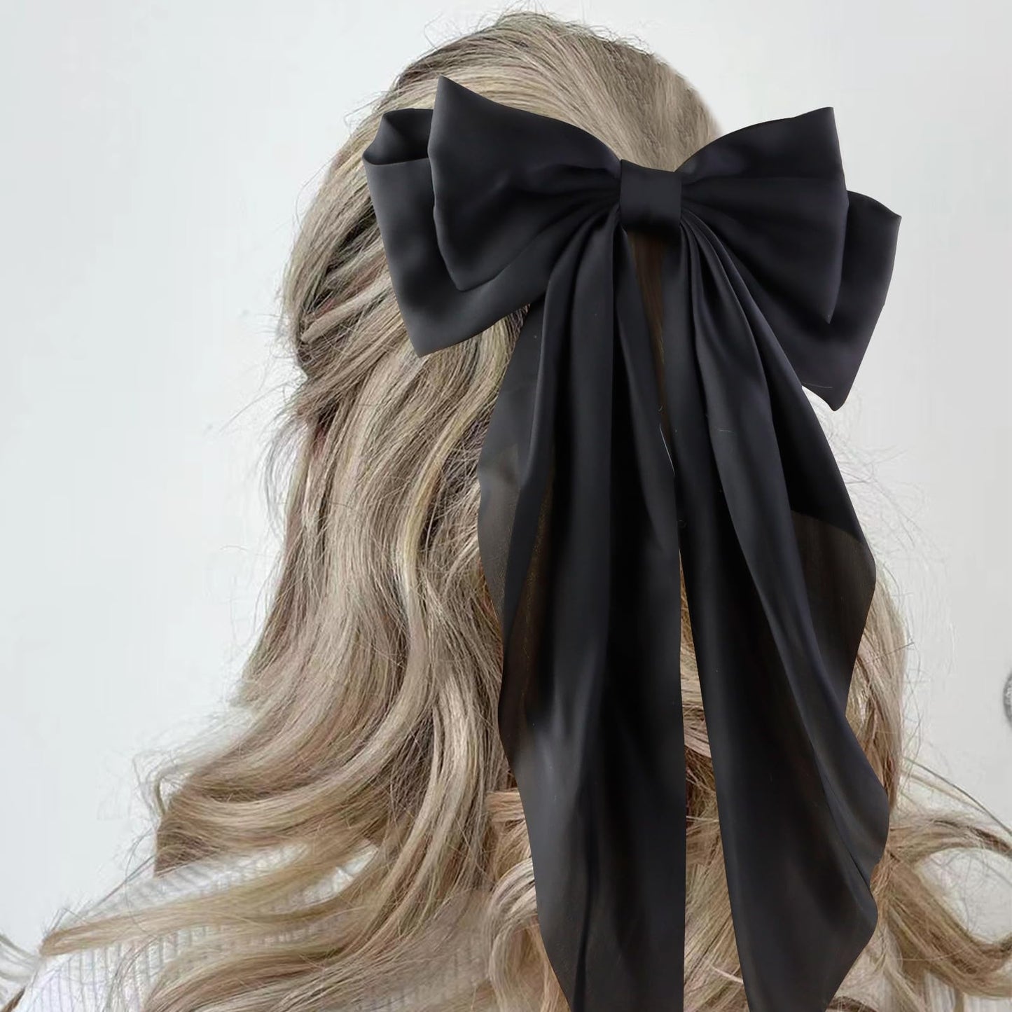 Canitor Hair Bows for Women Silky Satin Hair Ribbon Hair Barrettes Clip Oversized Long Tail Hair Bows Cute Aesthetic Coquette Hair Accessories Preppy Teen Girl Gifts Trendy Stuff Things