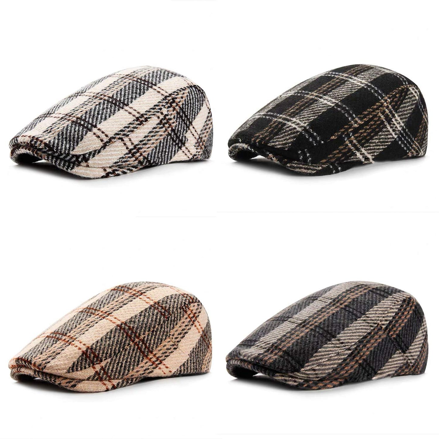 Croogo Newsboy Hat Classic Irish Duckbill Hat Herringbone Beret Cap Winter Golf Hunting Hat,Camel-BL26