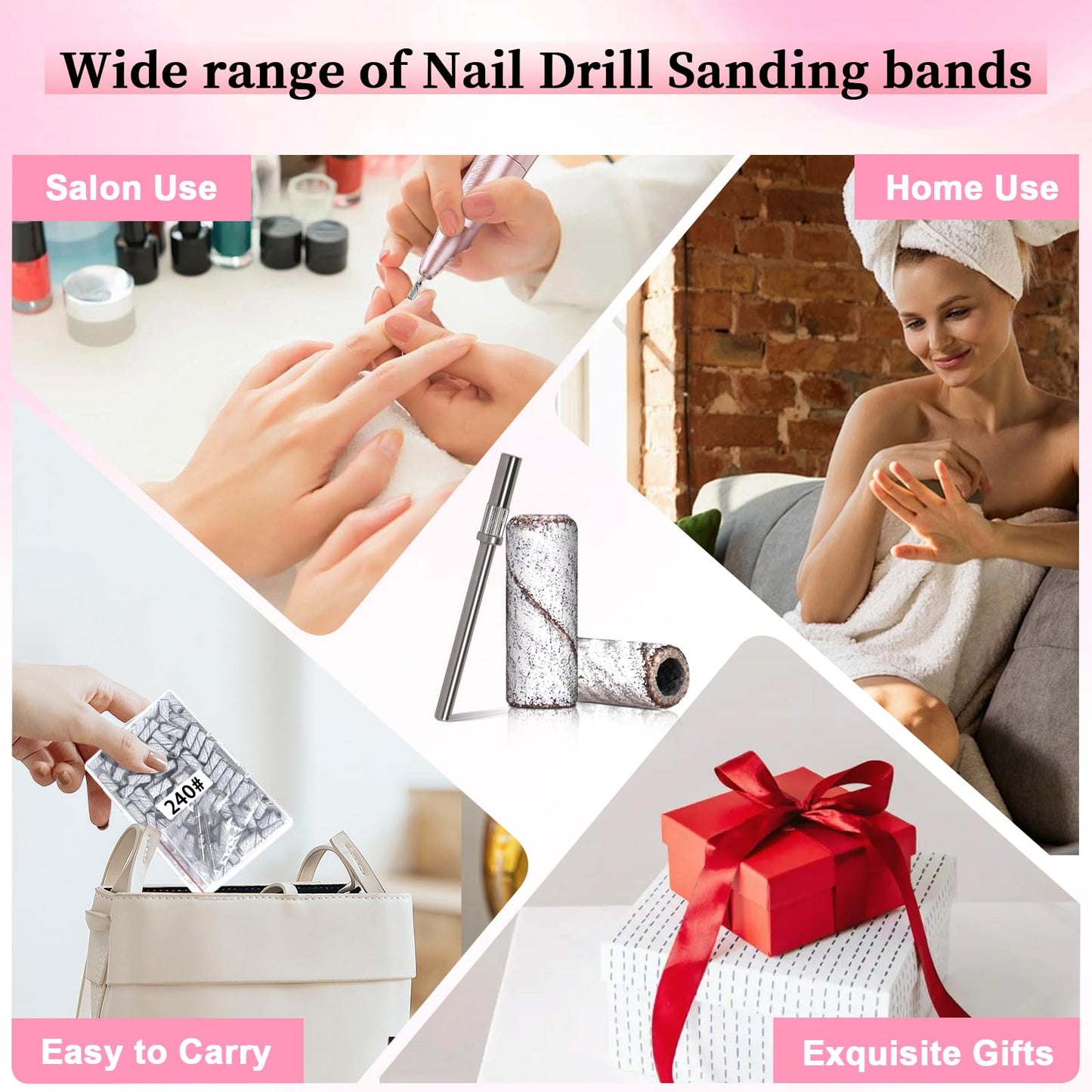 180 Grit Mini Sanding Bands for Nail Drill, 200 Pcs Small Sanding Bands for Nail with 2 Pcs Mandrel Bits, 3.1 MM Nail Sanding Bands for Acrylic Nails Gel Removing Shaping, Manicures and Pedicure