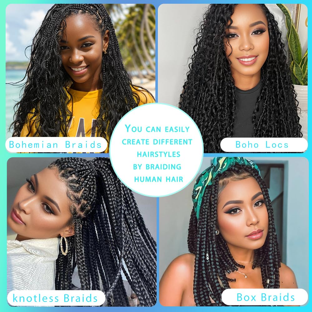 Blonde Human Braiding Hair for Boho Braids 18 Inch 100g Deep Wave Bulk No Weft Hair Extensions 27#