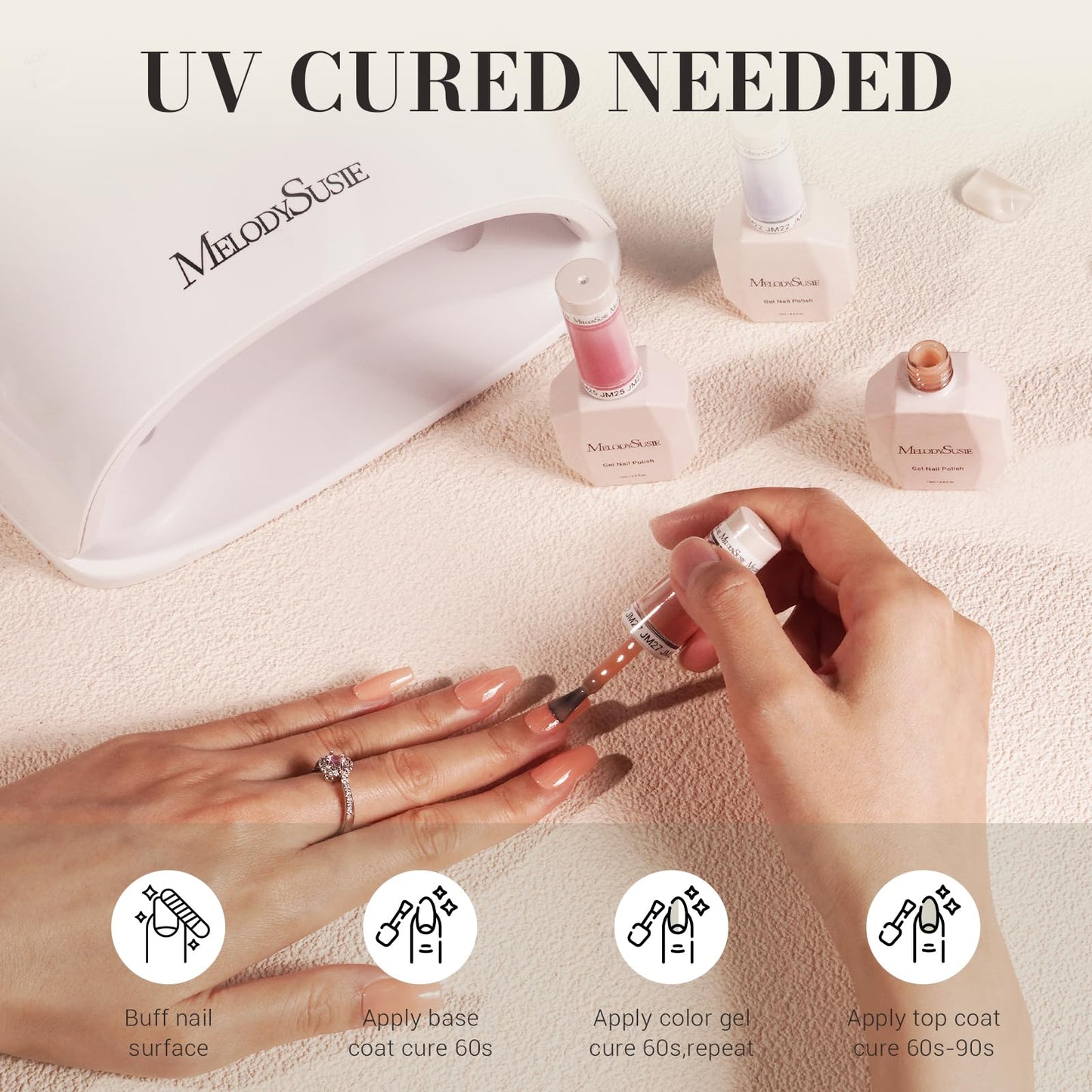 MelodySusie Nude Gel Nail Polish, 0.5Fl.oz Jeweliver Milky Gel Polish Milky Nude Pastel Color Sheer Gel Nails Soak Off UV LED Light Cure Gift for Manicure Nail Art DIY at Home JM28
