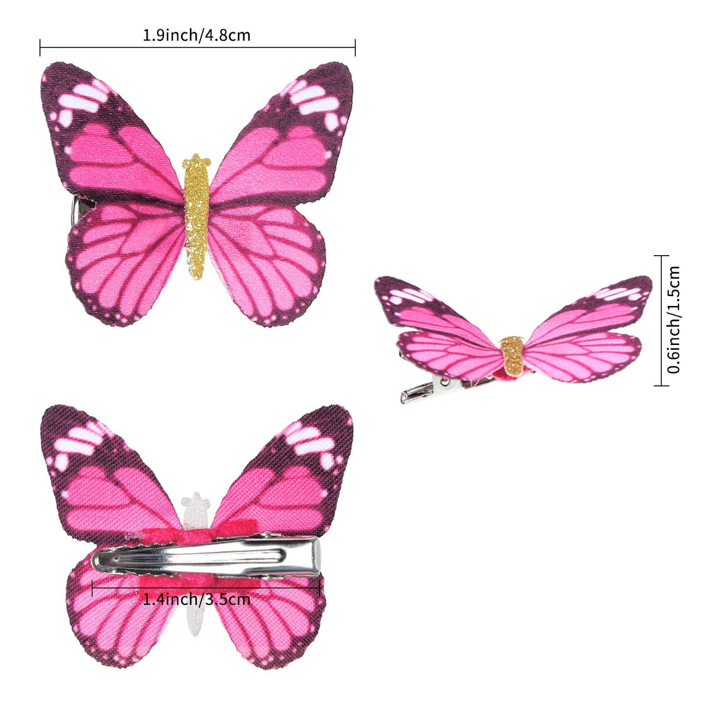 Boao 18 Pieces Glitter Butterfly Hair Clips for Girls Teens Women Hair Accessories (Elegant Style)