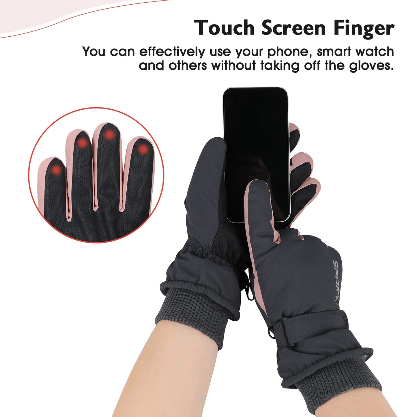 Century Star Winter Ski Gloves Women Touchscreen Waterproof Snow Gloves for Women Warm Snowboard Gloves for Snowmobile/Hiking Outerdoor Blue One Size