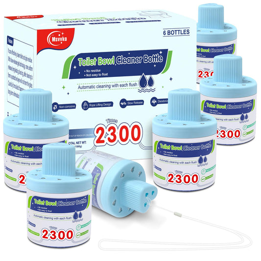 Msvvko Toilet Bowl Cleaner, Automatic Long-Lasting Blue Toilet Cleaner Bottle, Septic Safe Toilet Bowl Tablets in Bottles, Fresh Bathroom & Deodorize, 6 Pack, 2300 Flushes Each