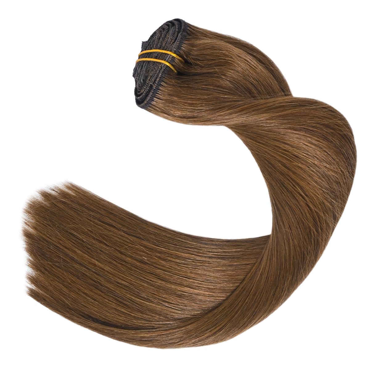UGOTRAYS Light Brown Hair Extensions Clip in Human Hair 12 Inch 70g 7pcs Remy Hair Silky Straight 16clips One Pack for Women #6 Chestnut Brown Hair Extensions