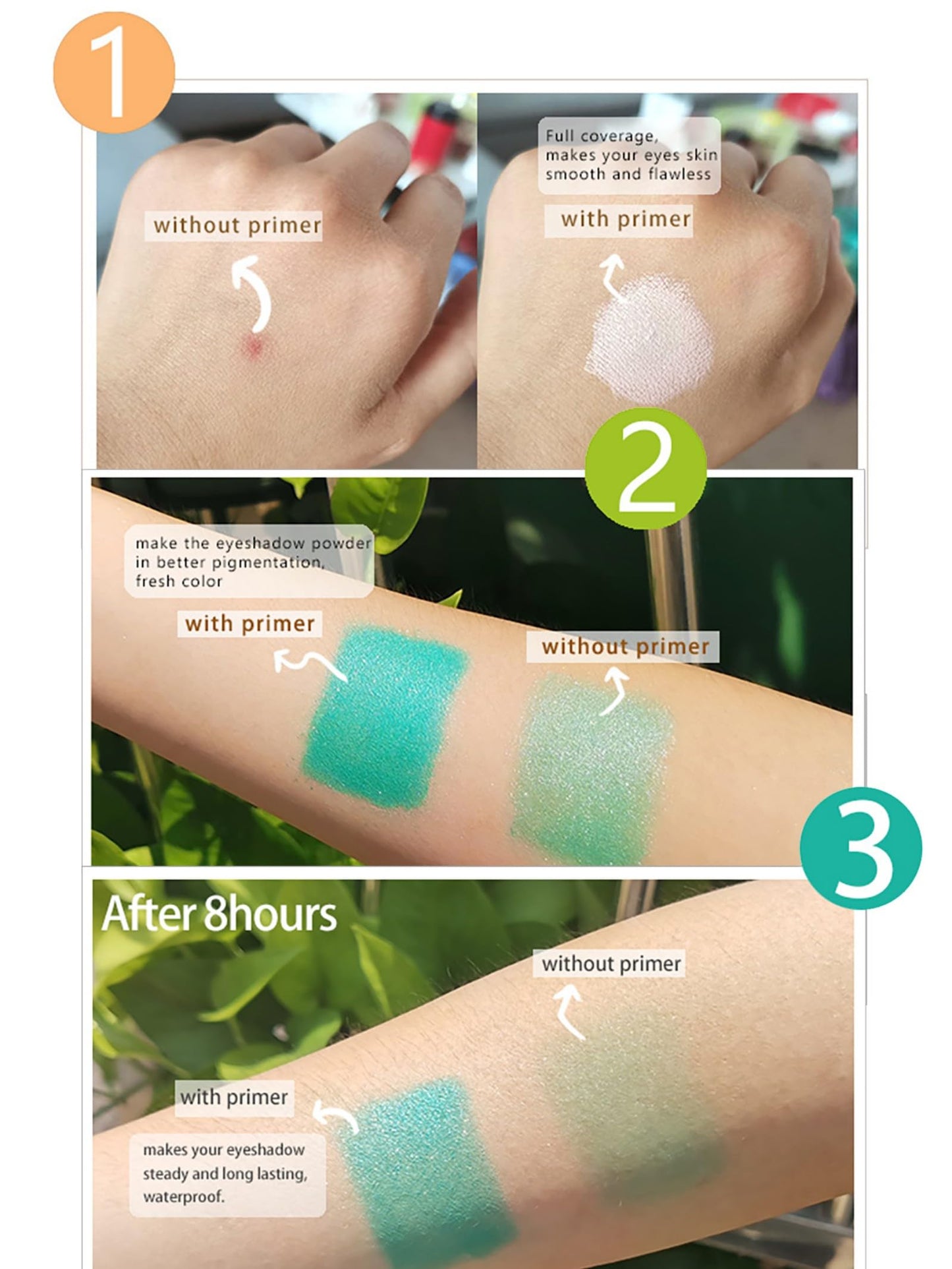 MAEPEOR Matte Eyeshadow Primer 6 Colors Prevent Oily Lids and Creasing Eye Primer Base Long-lasting Waterproof & Smudgeproof Eye Base Makeup for All Shadows (0 White)