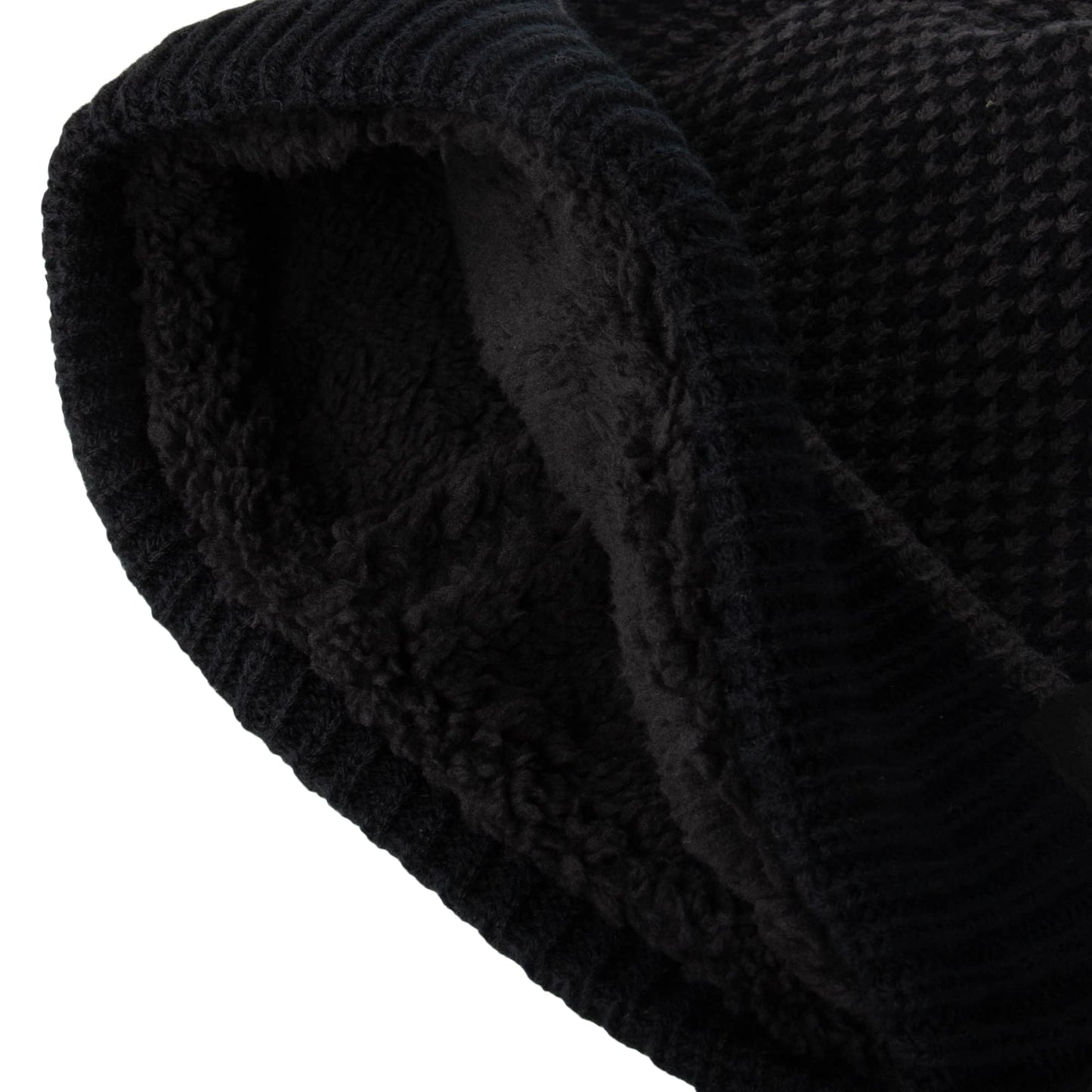 Dockers Men's Beanie Warm Winter Knit Hat, Black Sherpa, One Size