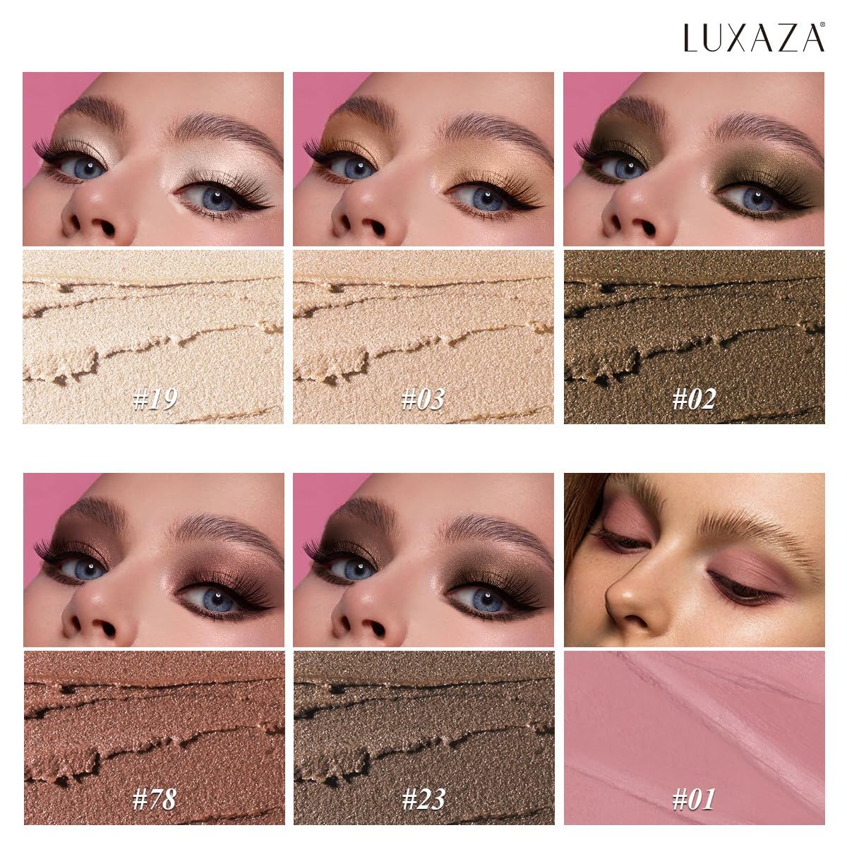 LUXAZA PRO Neutral Eyeshadow Stick Makeup Set, Metallic Shimmer Matte Cream Eye Shadow Eyeliner Brightener Pencil Crayon - Classic 6PCS A003
