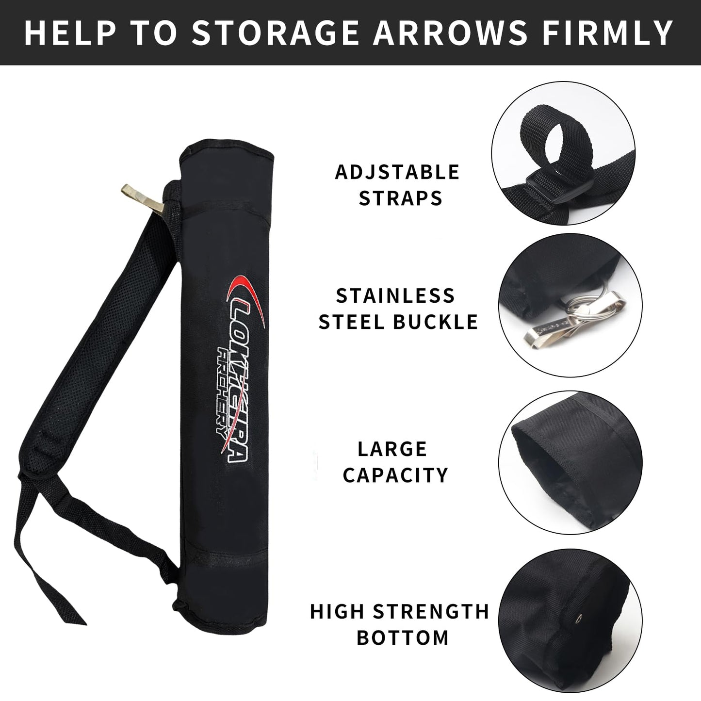 Arrow Quiver, Archery Lightweight Back Arrow Quiver Dual Use Foldable Compact Hip Arrows Bag for Recurve Bow Compound Target Practice Nylon Arrow Bag(Black)