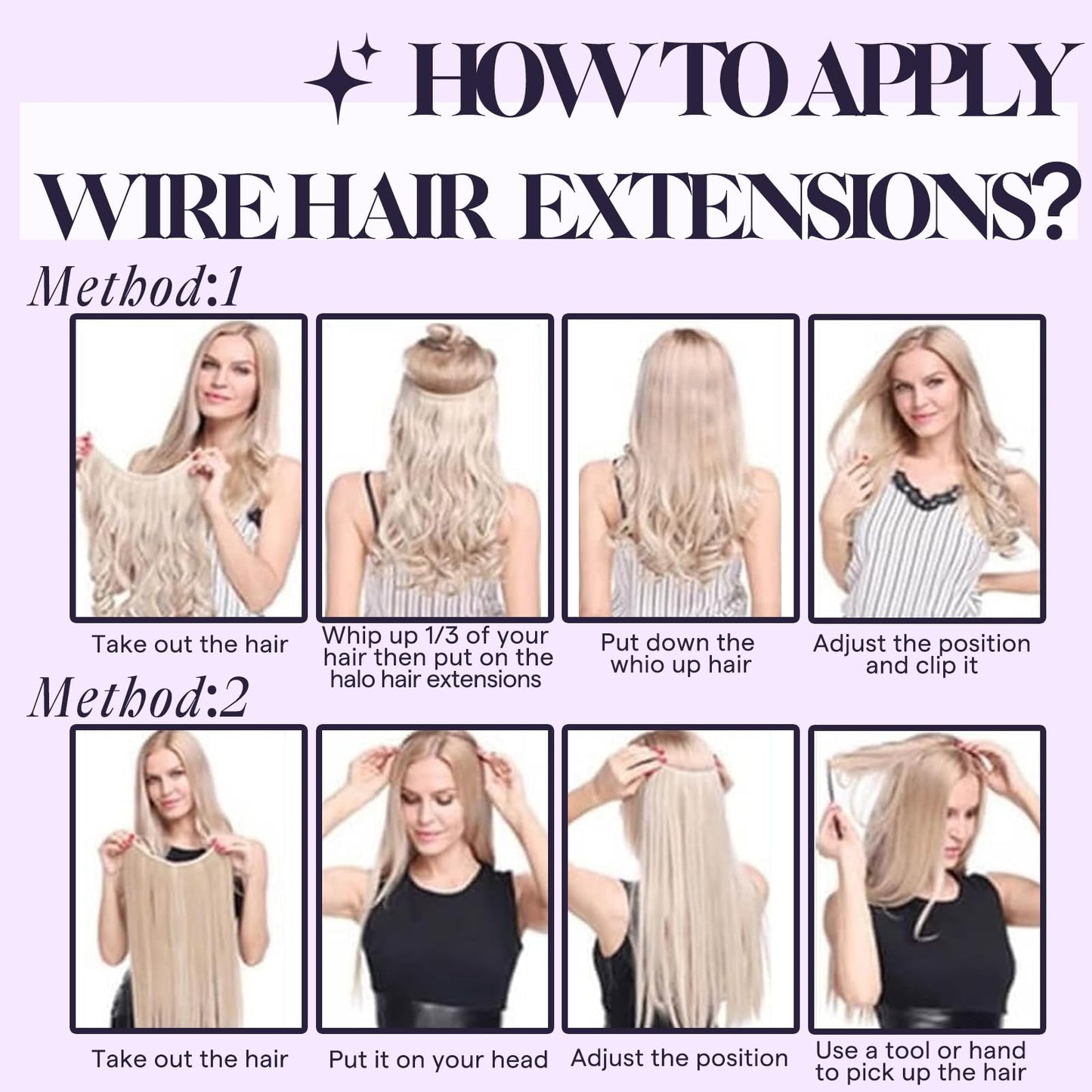 Fshine Invisible Wire Human Hair Extensions Off White Hidden Wire Hairpiece 16 Inch Adjustable Fishing Line Hair Extensions Clip Ins 100G