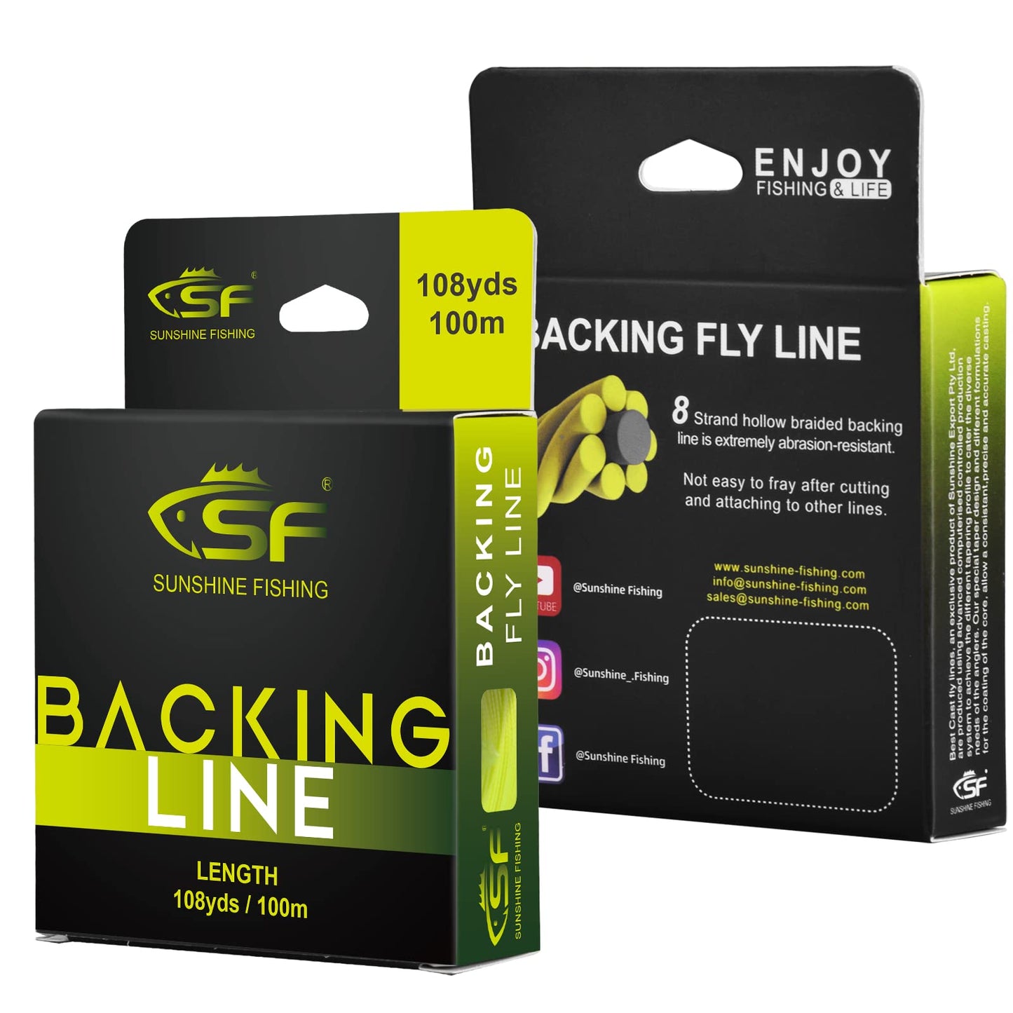 SF Fly Fishing Dacron Braided Backing Line Trout Line 30LB 100m/108yds Fluo Yellow