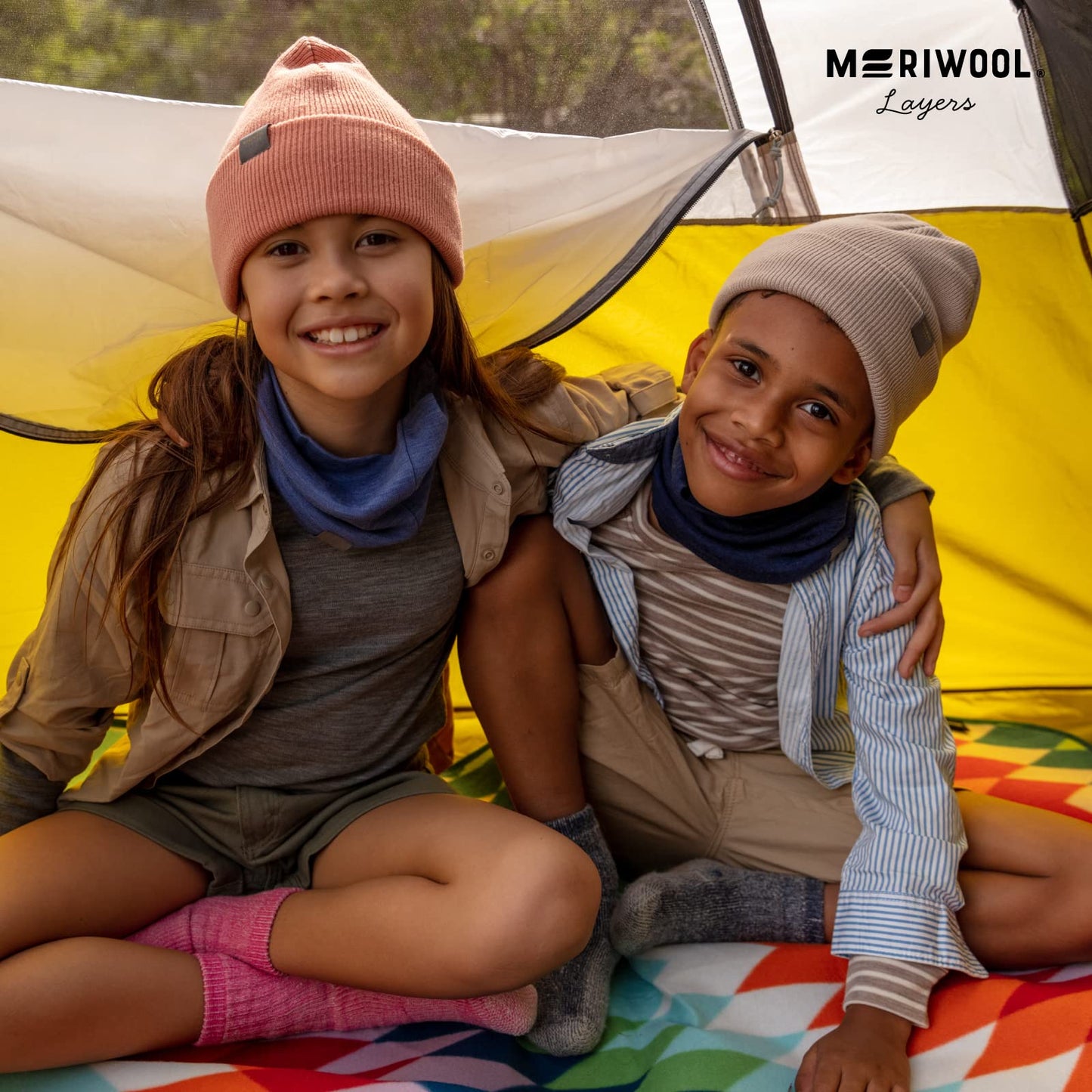 MERIWOOL Kids’ Beanie - Merino Wool Ribbed Knit Winter Hat for Boys and Girls Beige