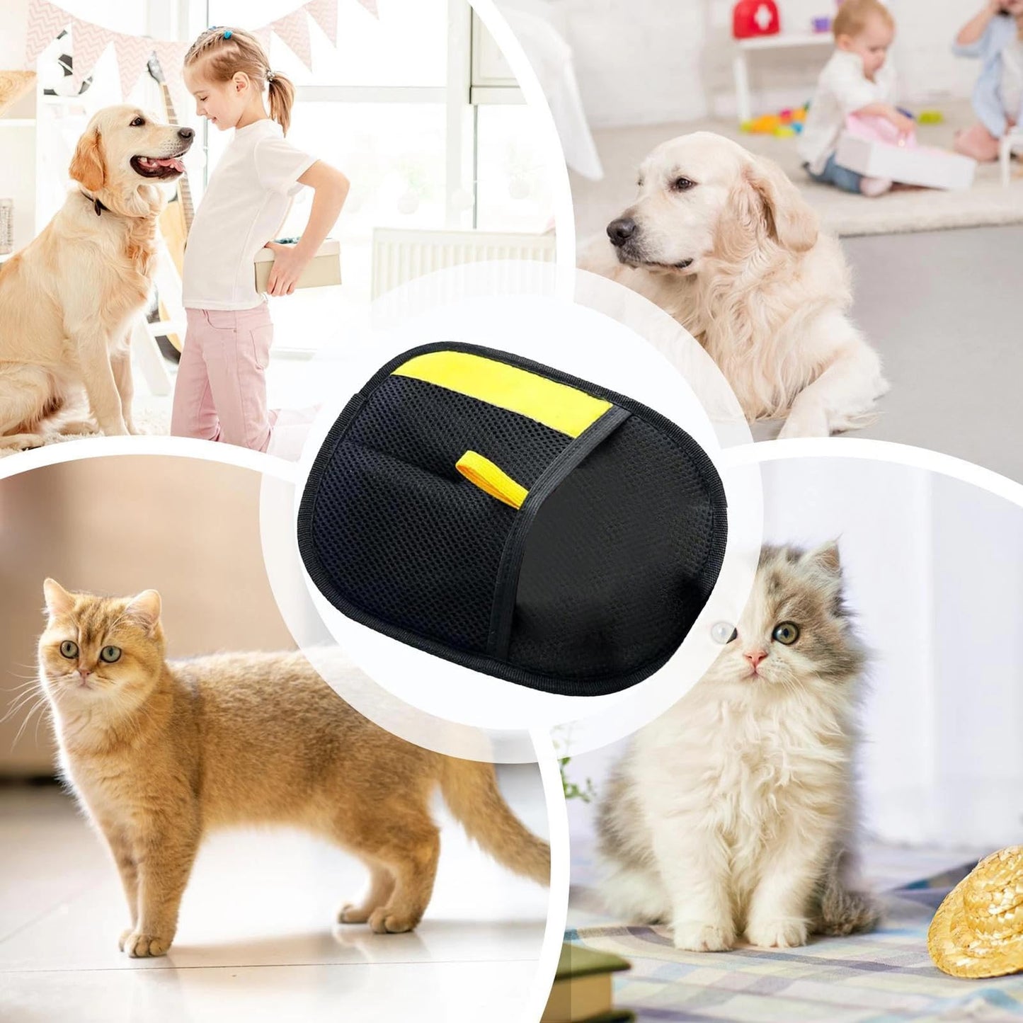 Pet Hair Removal Glove for Cats & Dogs - 2025 Upgraded Efficient Pets Grooming Gloves, Reusable Pet Hair Removal Tool for Carpet, Couch, Car (Black 2Pcs)