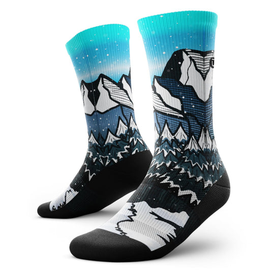 Outway Winter Bliss Crew Socks, Moisture-Wicking Athletic Calf Socks with Arch Support for Men and Women, Colorful Design, Size L/XL