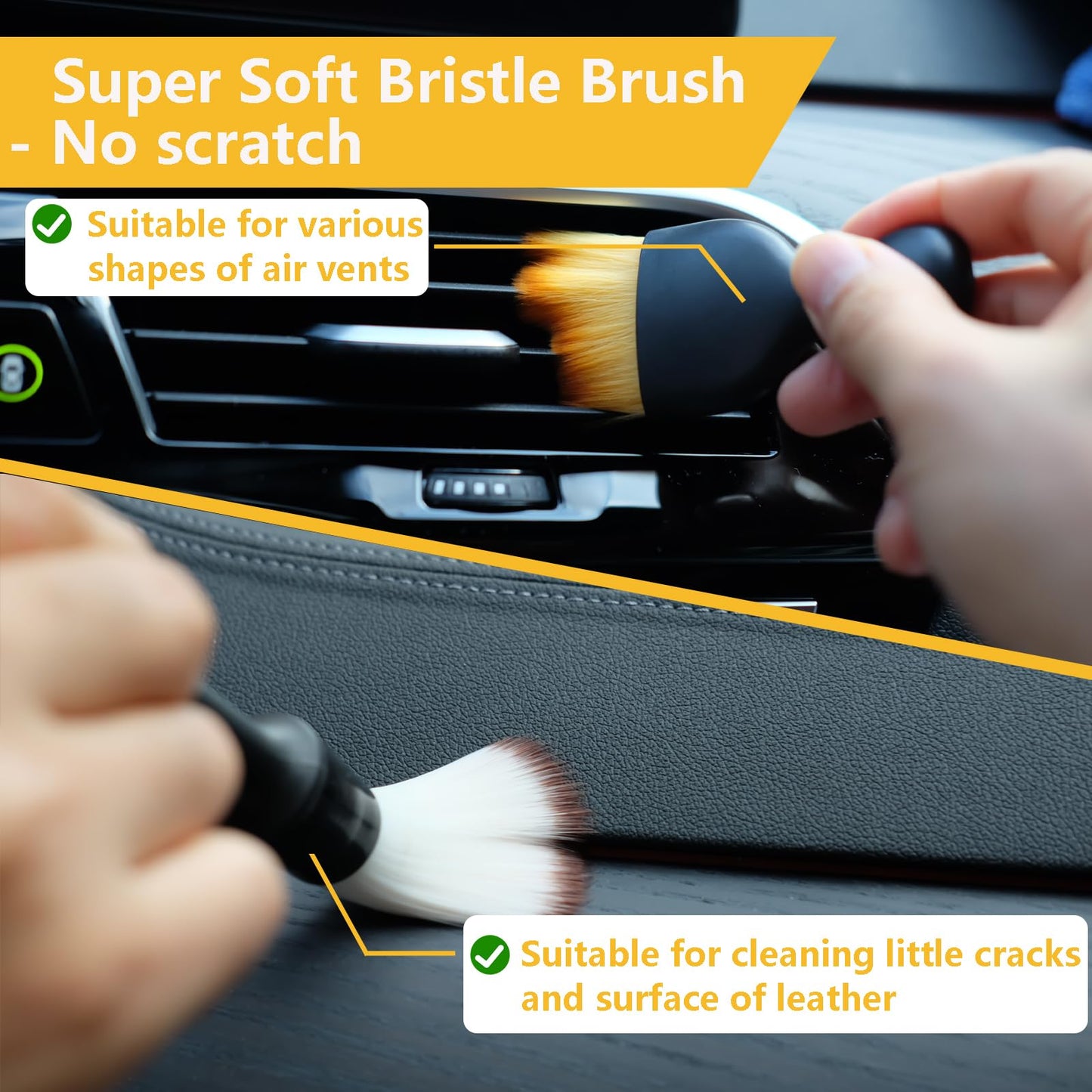 Gven Car Detailing Kit Scratch-Free Interior Car Cleaning Kit with 4 Brushes& Reusable Car Cleaning Gel for Micro-Gaps, Air Vents, Hard-to-Reach Areas Car Accessories (5 in 1)