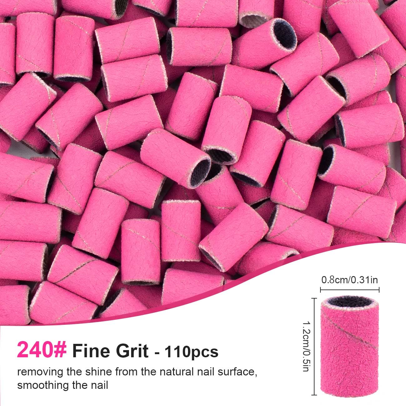 Rolybag Sanding Bands for Nail Drill Sanding Bands#80#150#240 Grits 330 Pcs Colorful Coarse Fine Nail Sanding Bands 2Pcs Nail Drill Bits 3/32" Mandrel Bits Set