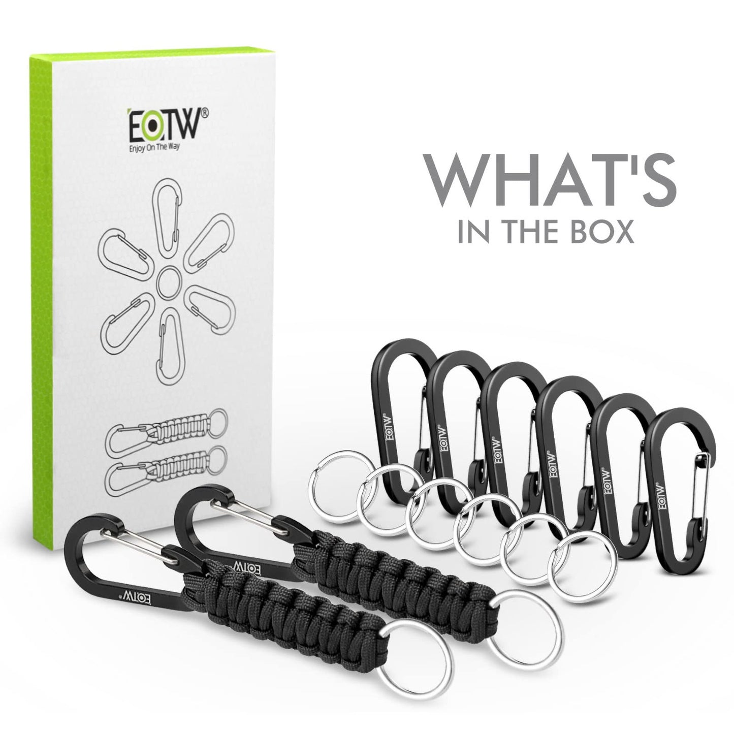 EOTW Carabiner Keychain, Small Carabiner Clip with Paracord Keychain Mini Aluminum D Ring Key Organizer