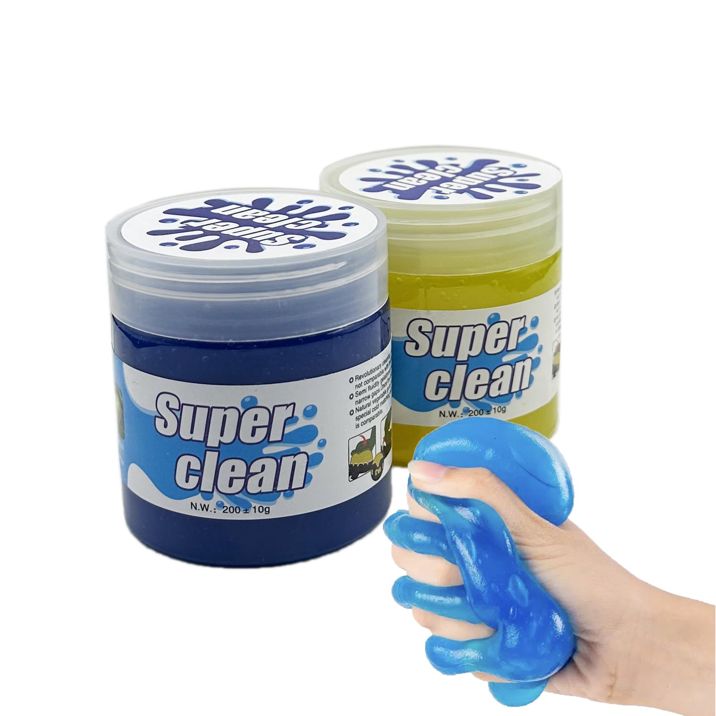 KWBLWF Car Cleaning Gel - 2Pcs Reusable Dusting Clay Set, Deep Clean Vents, Electronics, Keyboard Laptop Portable Cleaning Clay Gel, Detailing Interior Cleaner (Blue/Yellow)