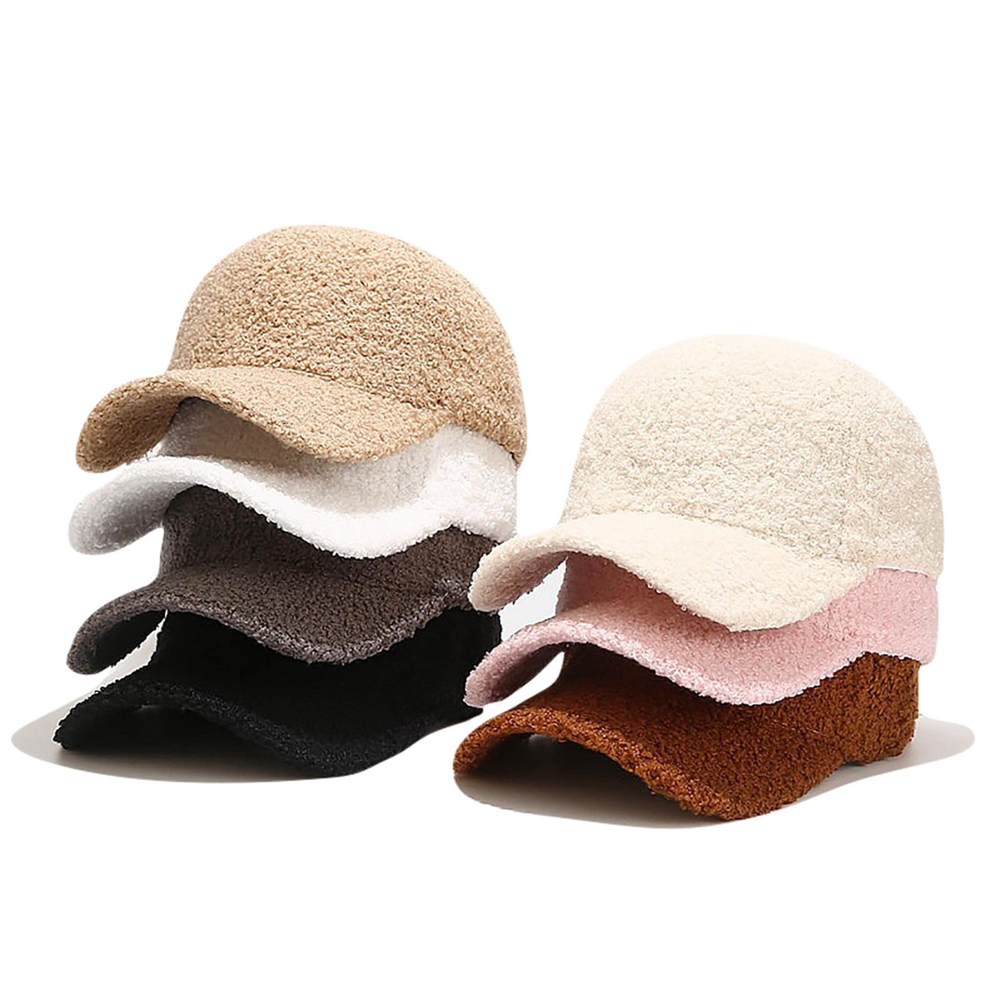 Winter Baseball Cap for Women Lambs Wool Solid Color Warm Baseball Cap Fashion Dad Hat for Outdoor Travel Beige