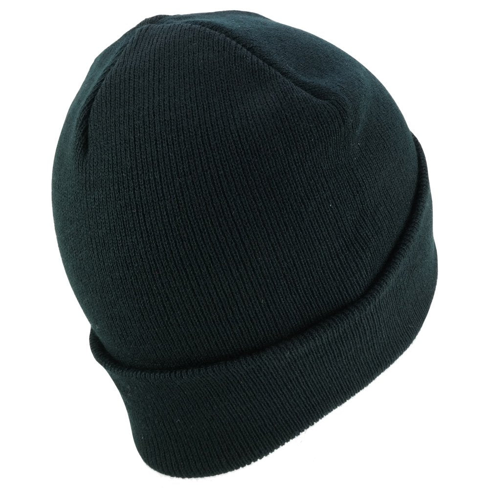 Armycrew Thin Blue Line American Flag Embroidered Winter Watch Cap Cuff Beanie - Black