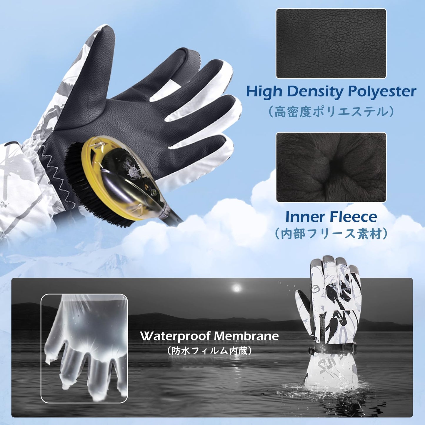 TRIWONDER Kids Snow Gloves, Boys Girls Winter Ski Gloves for Cold Weather, Touch Screen Sports Mittens for Outdoor Skiing Snowboarding (Black, S)