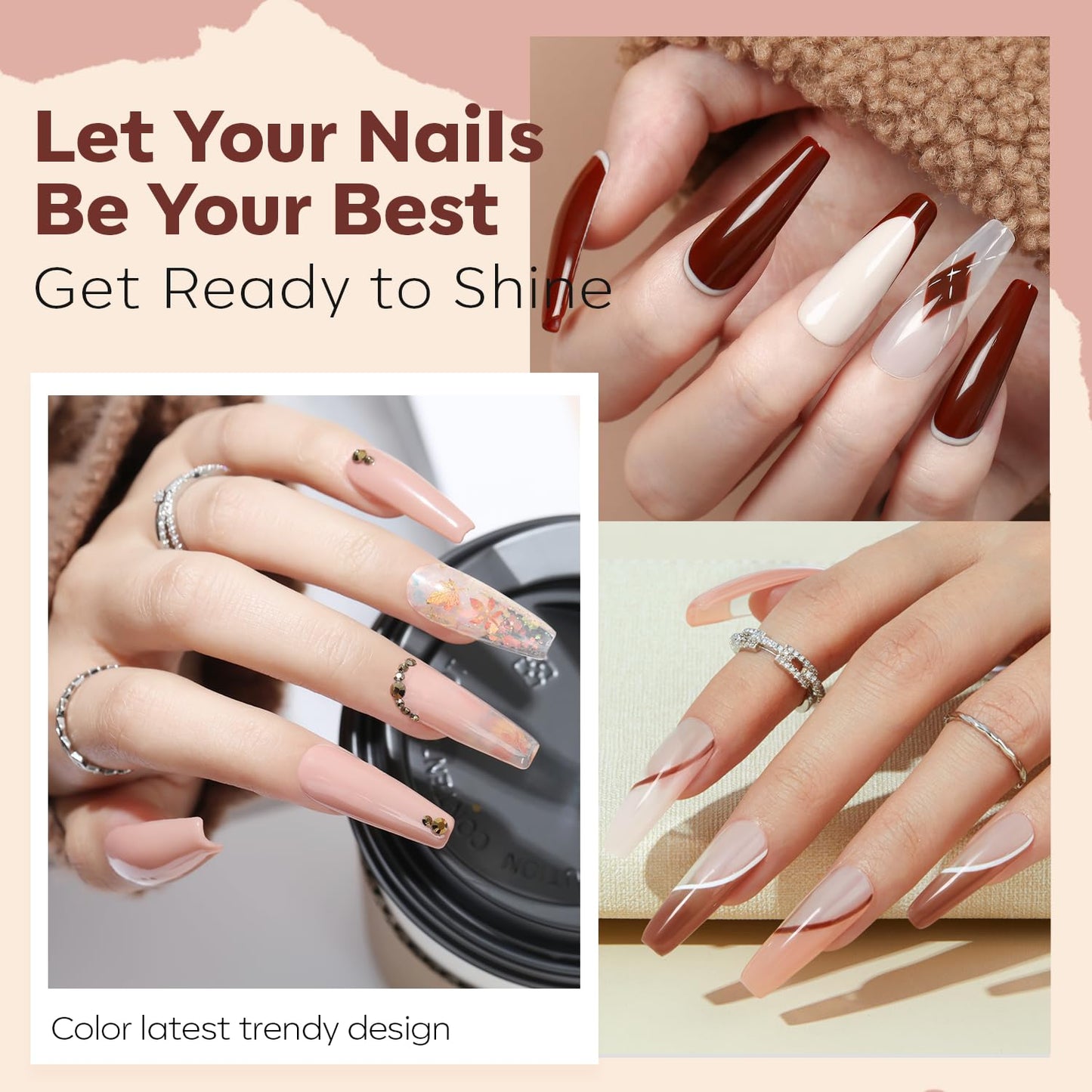 Modelones Nail Polish Set 6 Colors Nude Pink Skin Tones Milky White Brown Mini Nail Polish Quick Dry Nail Polish All Seasons Neutral Brown Manicure DIY Nail Art Salon Home Gift for Women Girl