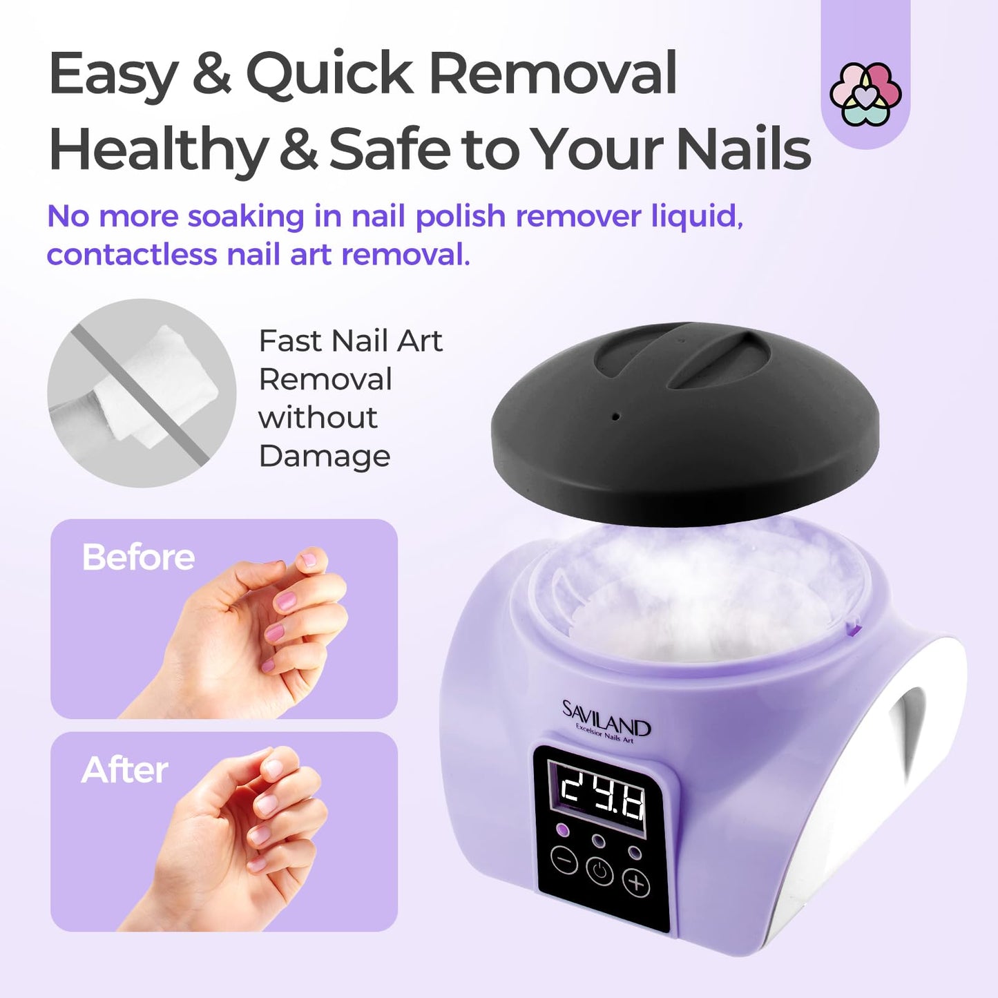 SAVILAND Gel Nail Polish Remover Machine: Electric Automatic Steam Gently Nail R emover Gel Nail Remover Portable Nail Art Nail File Tools Salon Home DIY