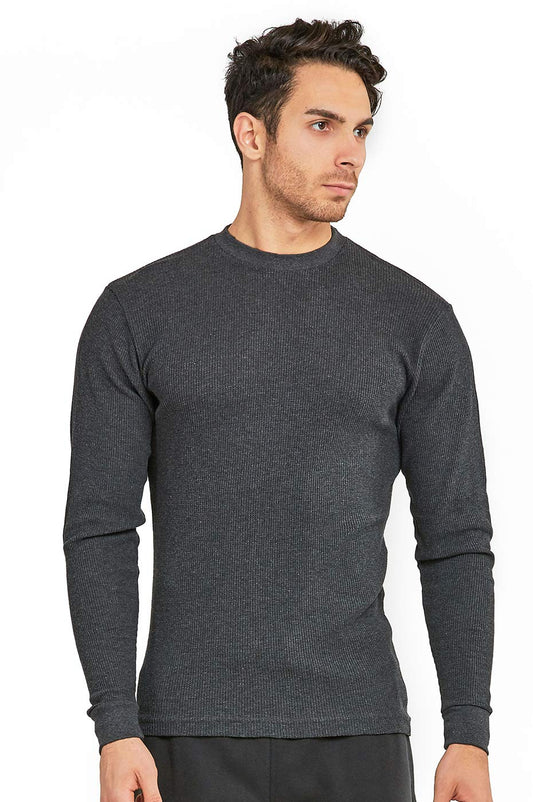 Men's Classic Waffle-Knit Heavy Thermal Top (XL, Charcoal)