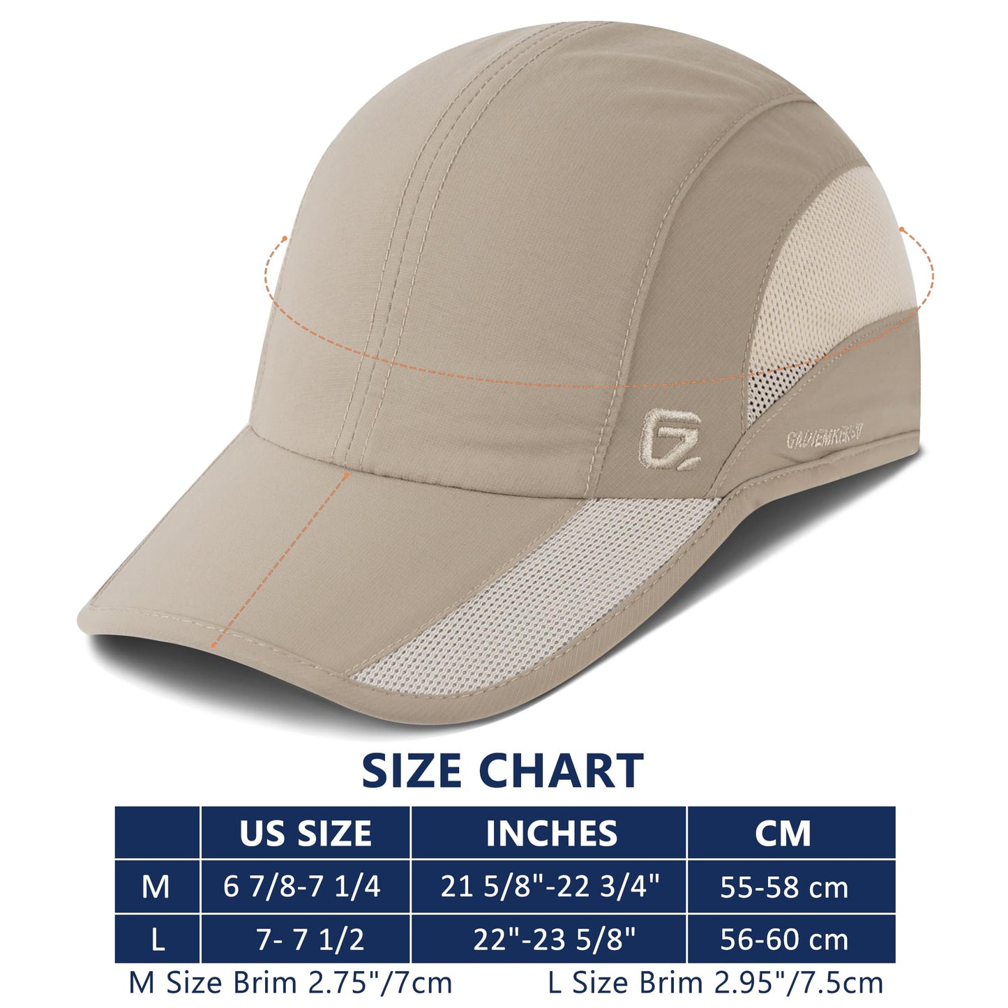 GADIEMKENSD Cooling Running Hat Quick Dry Summer Baseball Cap UPF50+ Sports Sun Caps Breathable Mesh Trucker Dad Hats Unstructured for Golf Tennis Hiking Gym Travel Camping Khaki M